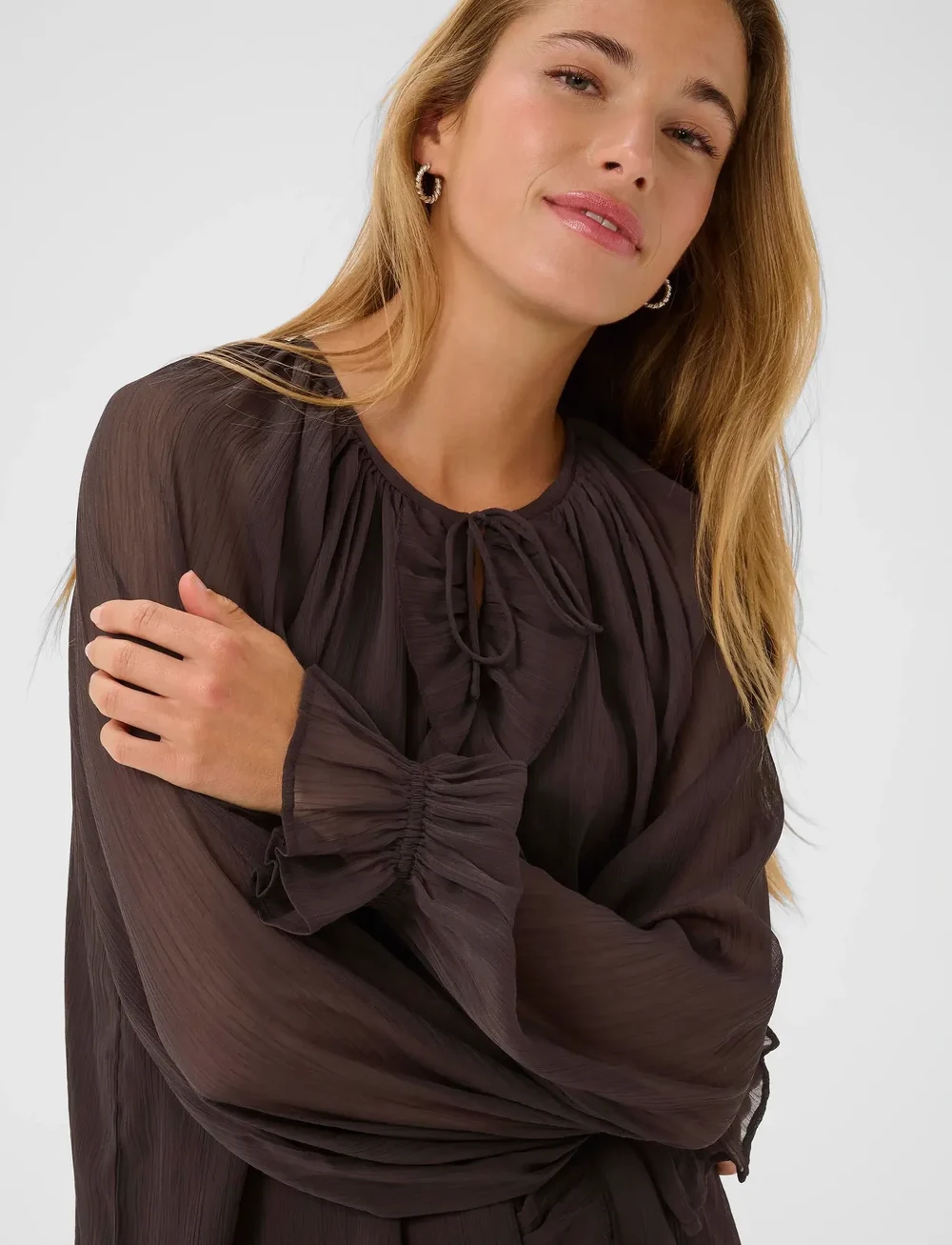 Kaffe - KAmila Chiffon Blouse - blouses à manches longues - black coffee - 5