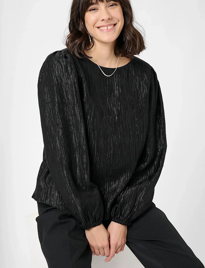 Kaffe - KArizz Blouse - långärmade blusar - black deep - 5