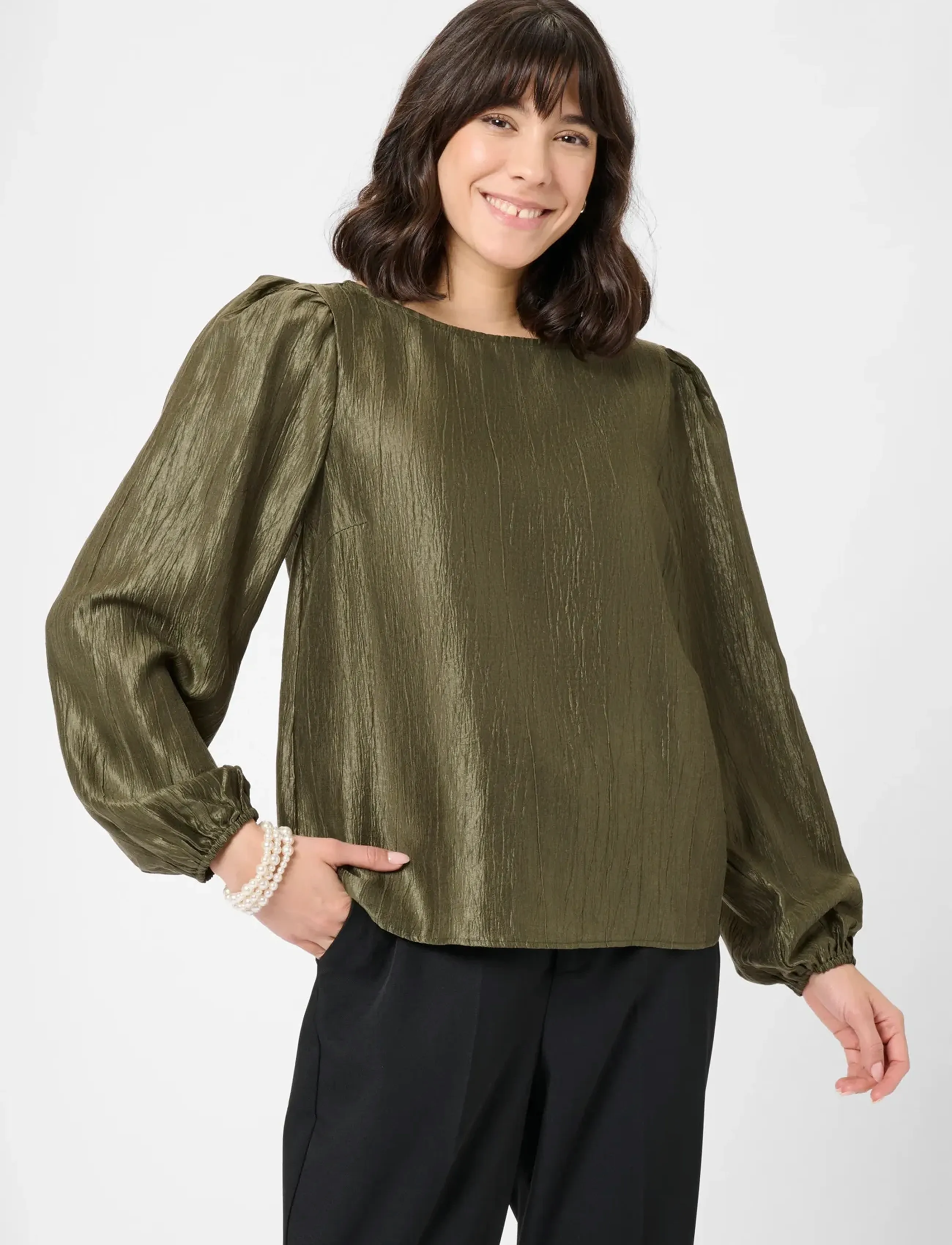 Kaffe Karizz Blouse, 40, Blouses, Khakigrün - Long-sleeved, Frauen