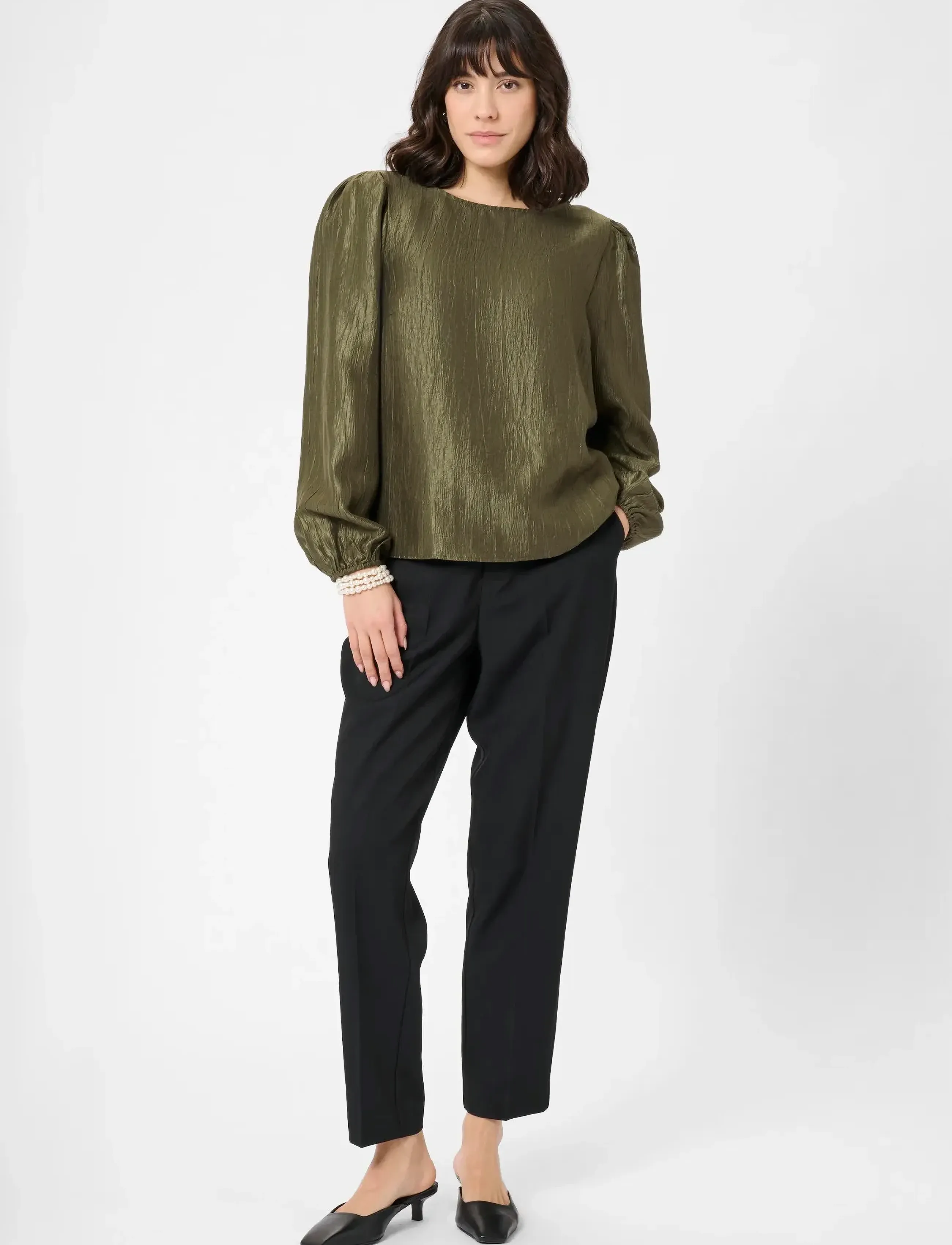 Kaffe - KArizz Blouse - långärmade blusar - ivy green - 3