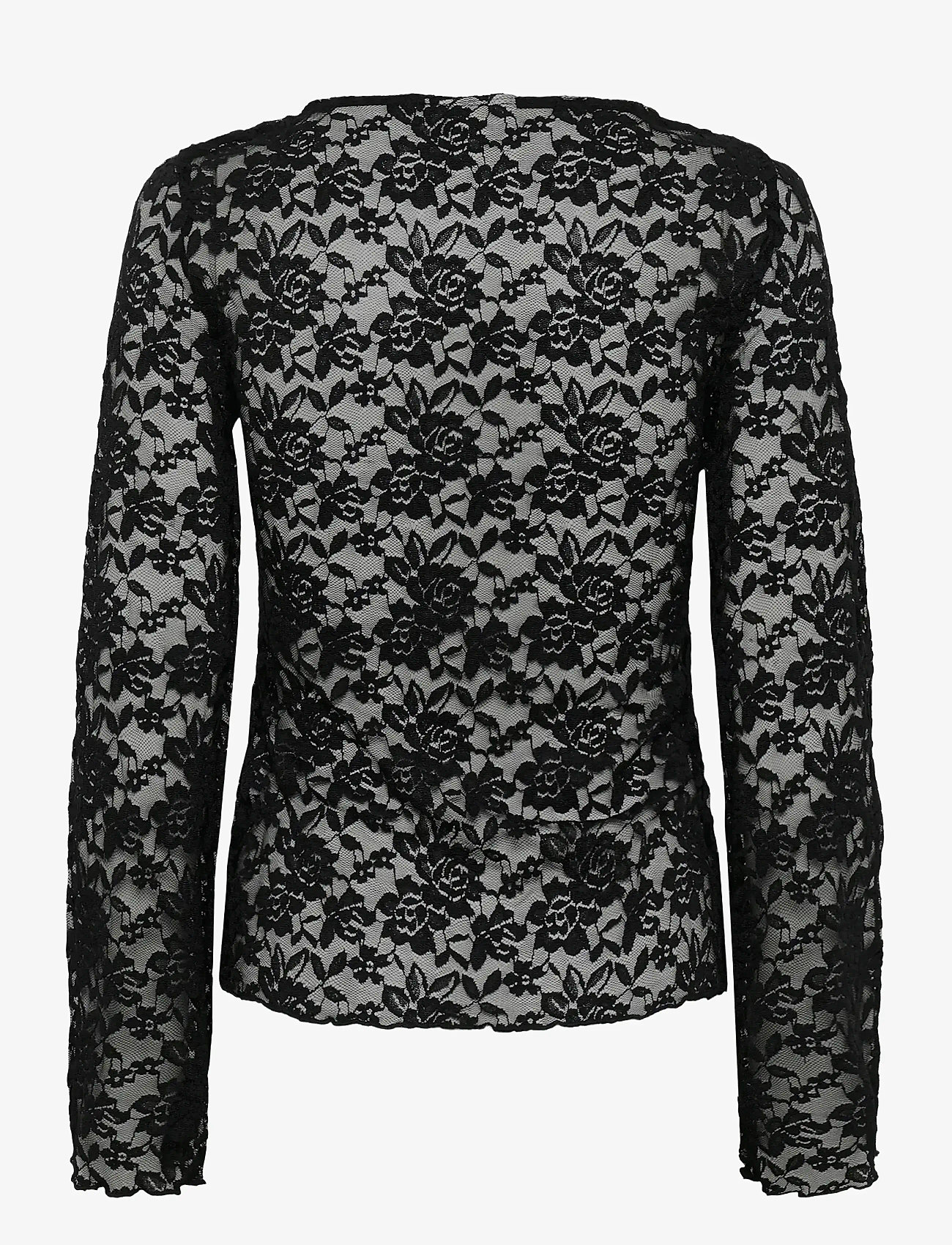 Kaffe - KAmerlan Lace Tshirt - rudens drabužiai - black deep - 1