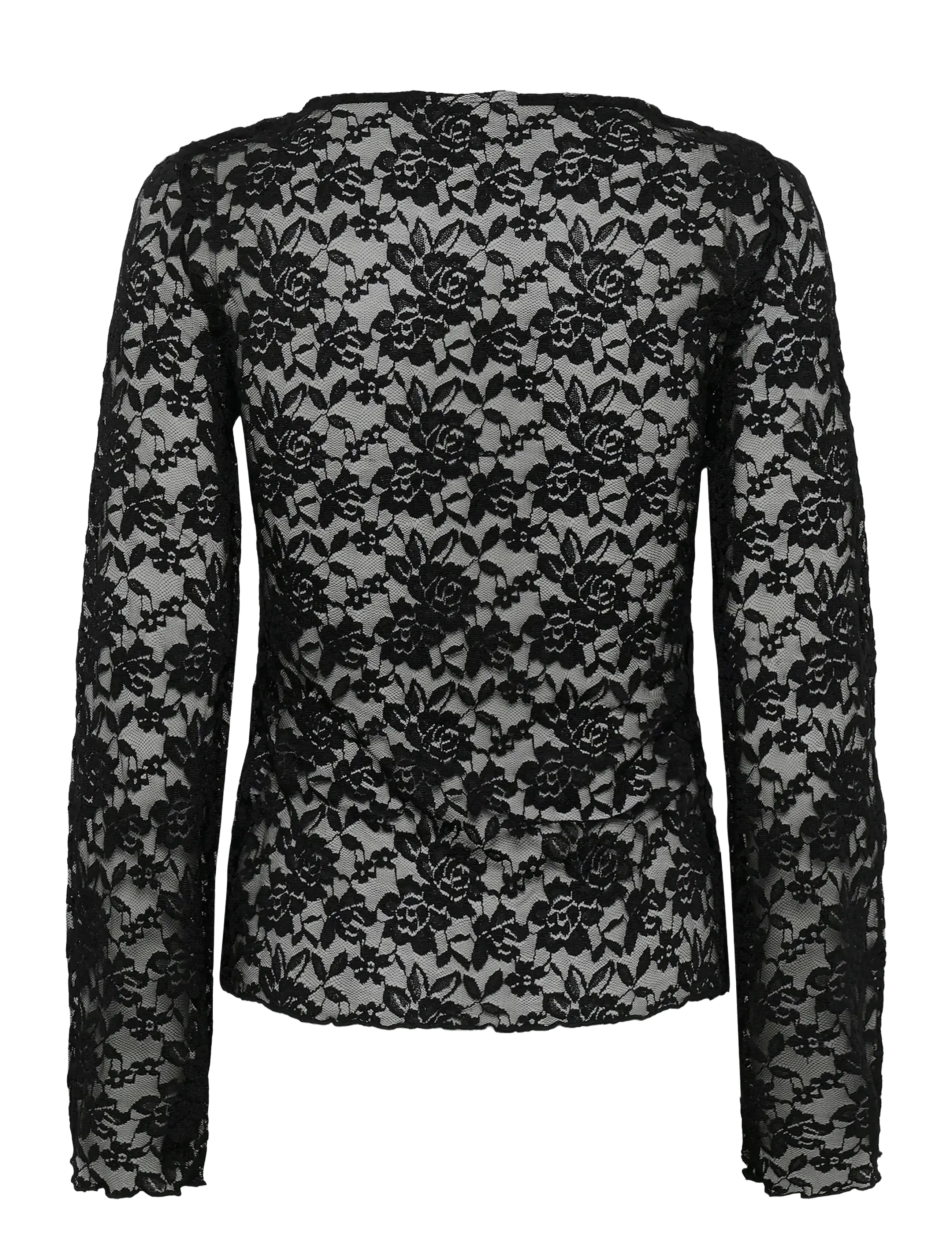 Kaffe - KAmerlan Lace Tshirt - långärmade toppar - black deep - 2