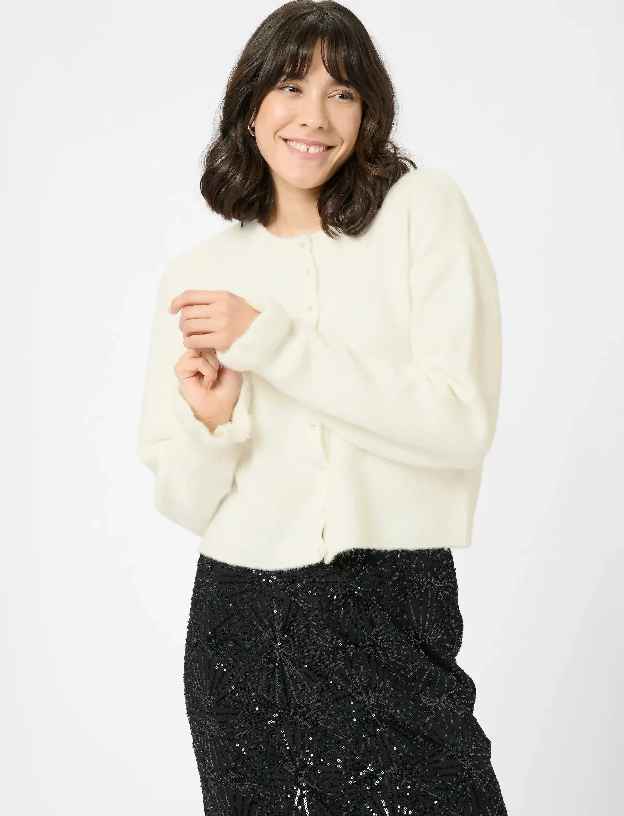Kaffe Kacourson Knit Cardigan, L, White, Strik > Cardigans, Dame