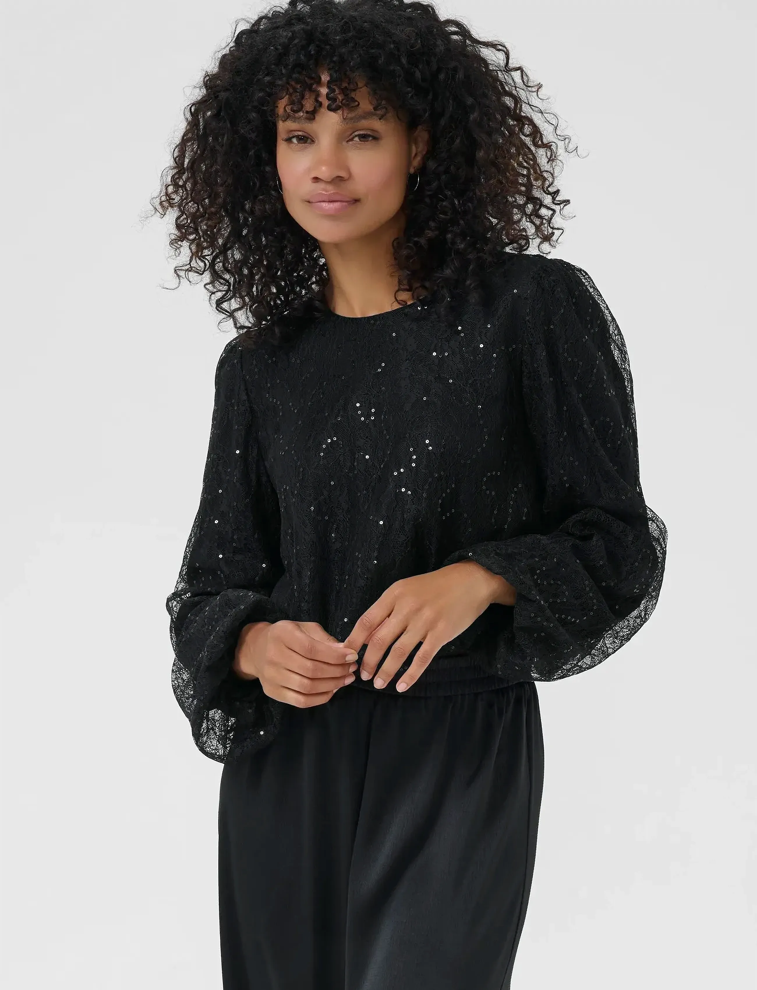 Kaffe Kaotilia Blouse, XXL, Black, Bluser > Langærmede, Dame