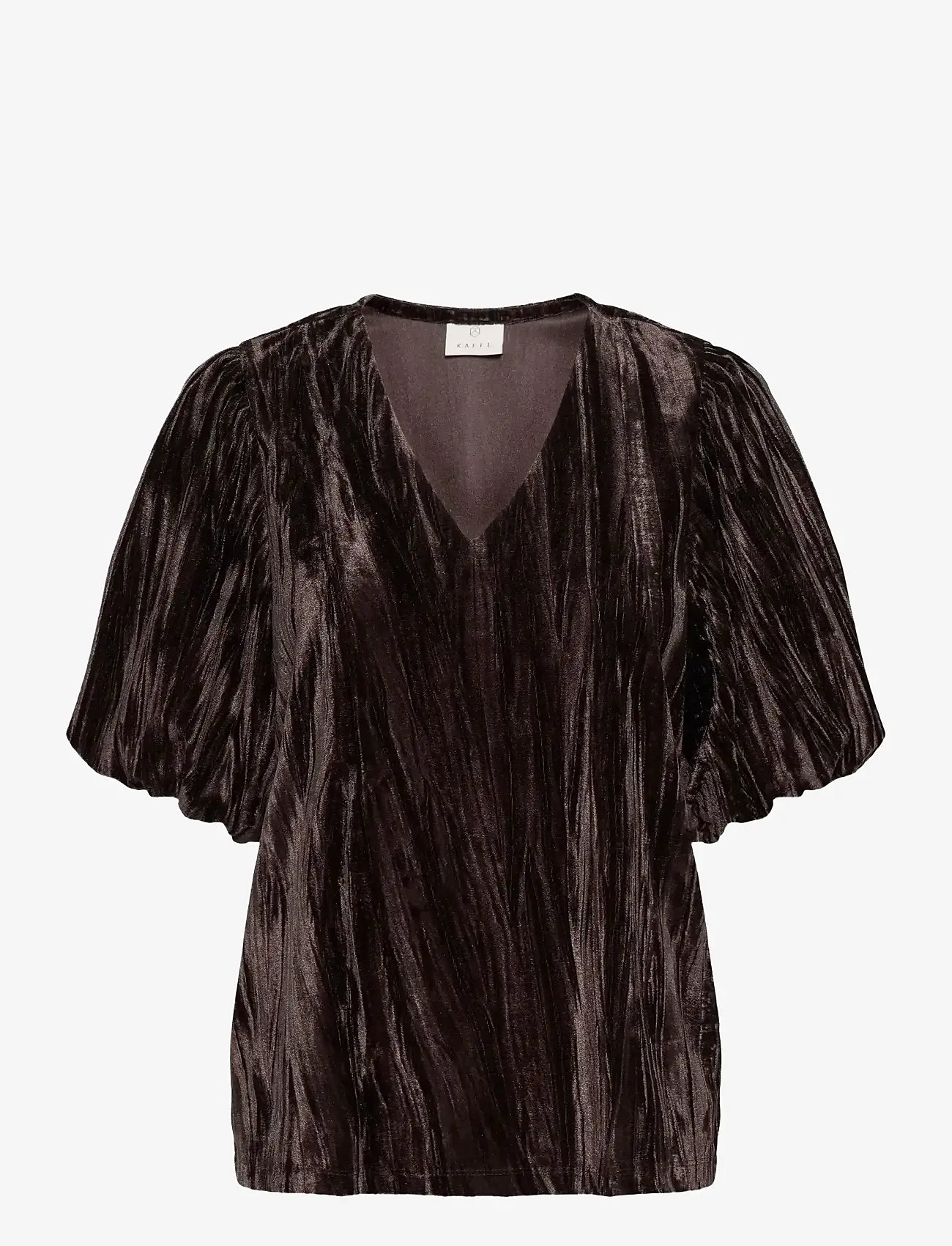 Kaffe - KAelva Jersey Blouse - kortærmede bluser - black coffee - 0