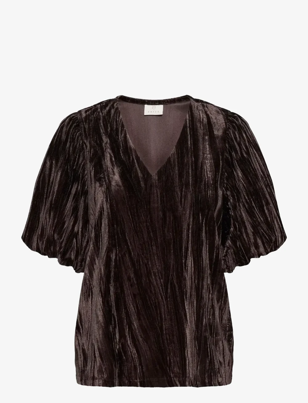 Kaffe - KAelva Jersey Blouse - kortærmede bluser - black coffee - 1