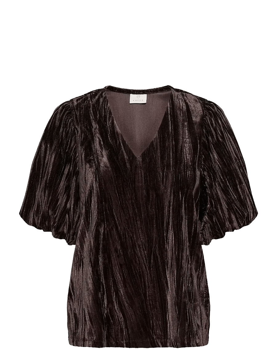 Kaffe - KAelva Jersey Blouse - kurzärmelige blusen - black coffee - 1
