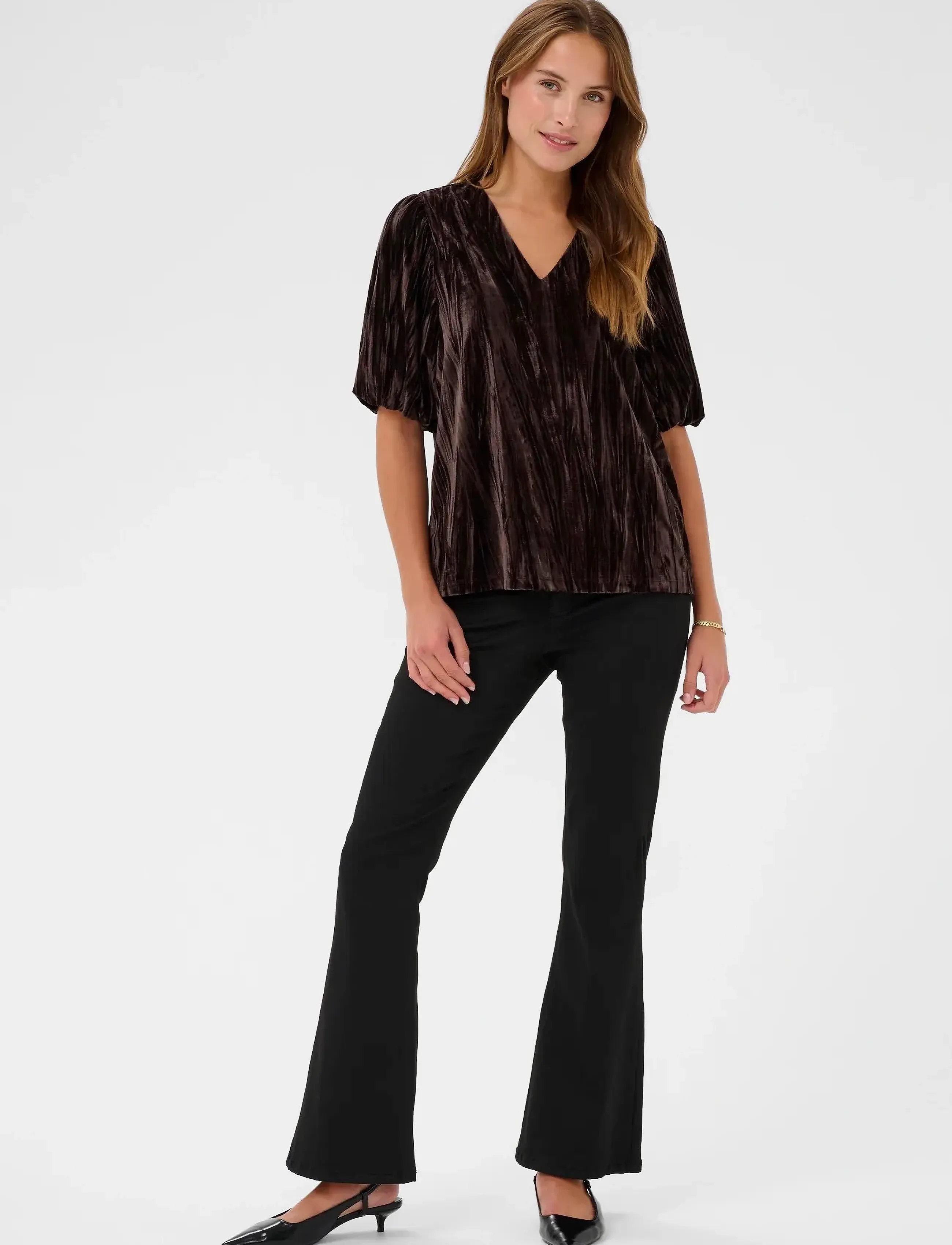 Kaffe - KAelva Jersey Blouse - kurzärmelige blusen - black coffee - 3