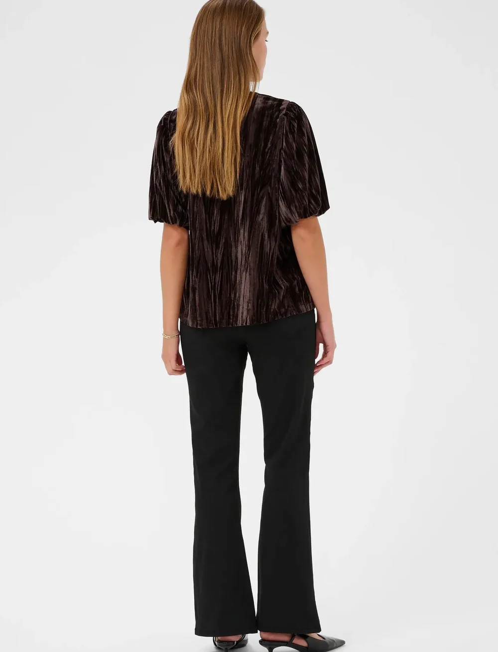 Kaffe - KAelva Jersey Blouse - kortærmede bluser - black coffee - 4