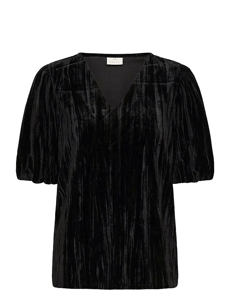 Kaffe - KAelva Jersey Blouse - kortärmade blusar - black deep - 1
