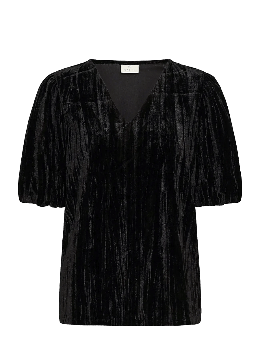 Kaffe - KAelva Jersey Blouse - kurzärmelige blusen - black deep - 1