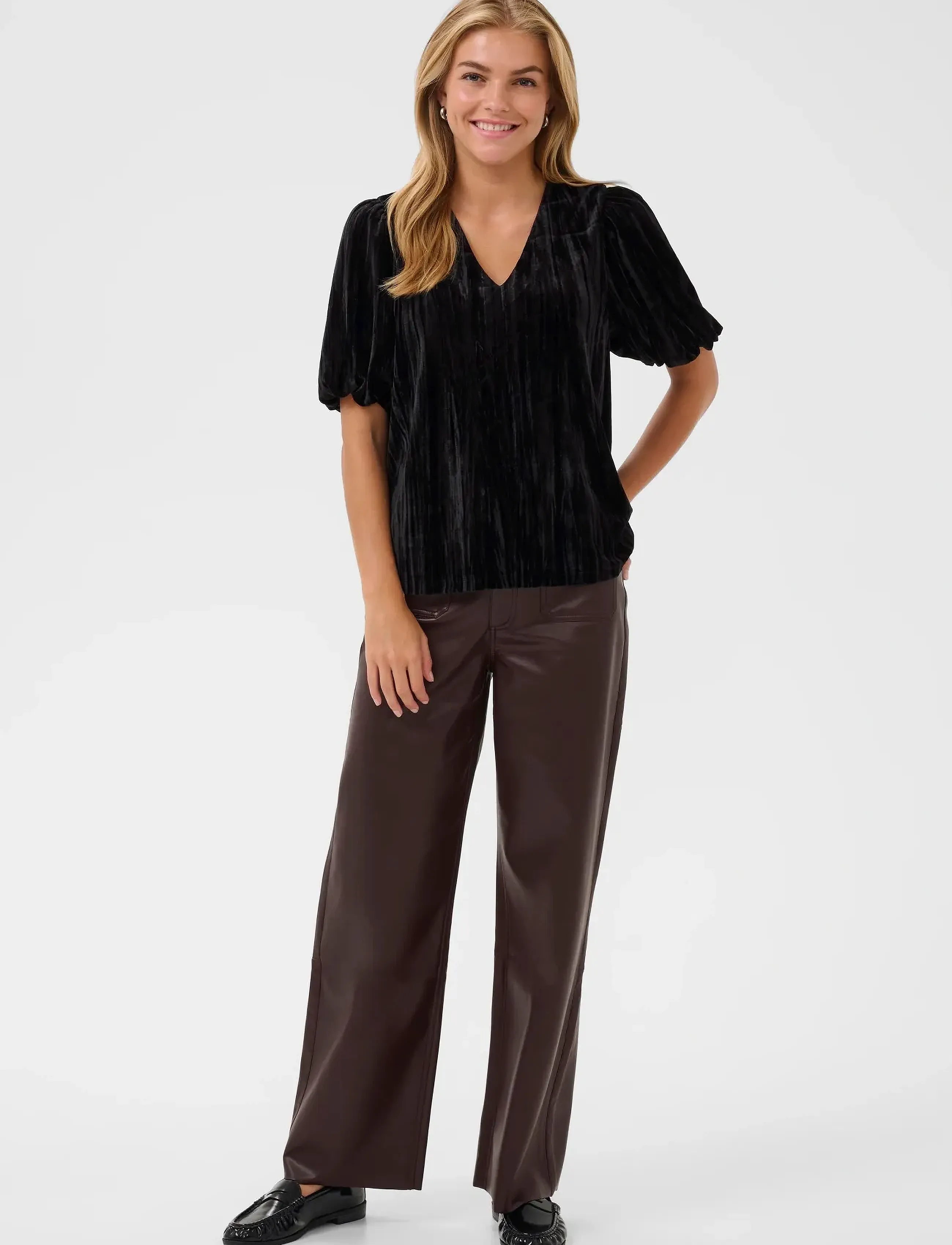 Kaffe - KAelva Jersey Blouse - kortärmade blusar - black deep - 3
