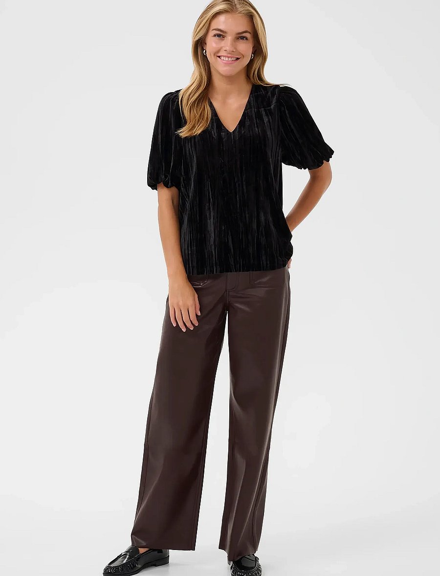 Kaffe - KAelva Jersey Blouse - kurzärmelige blusen - black deep - 3