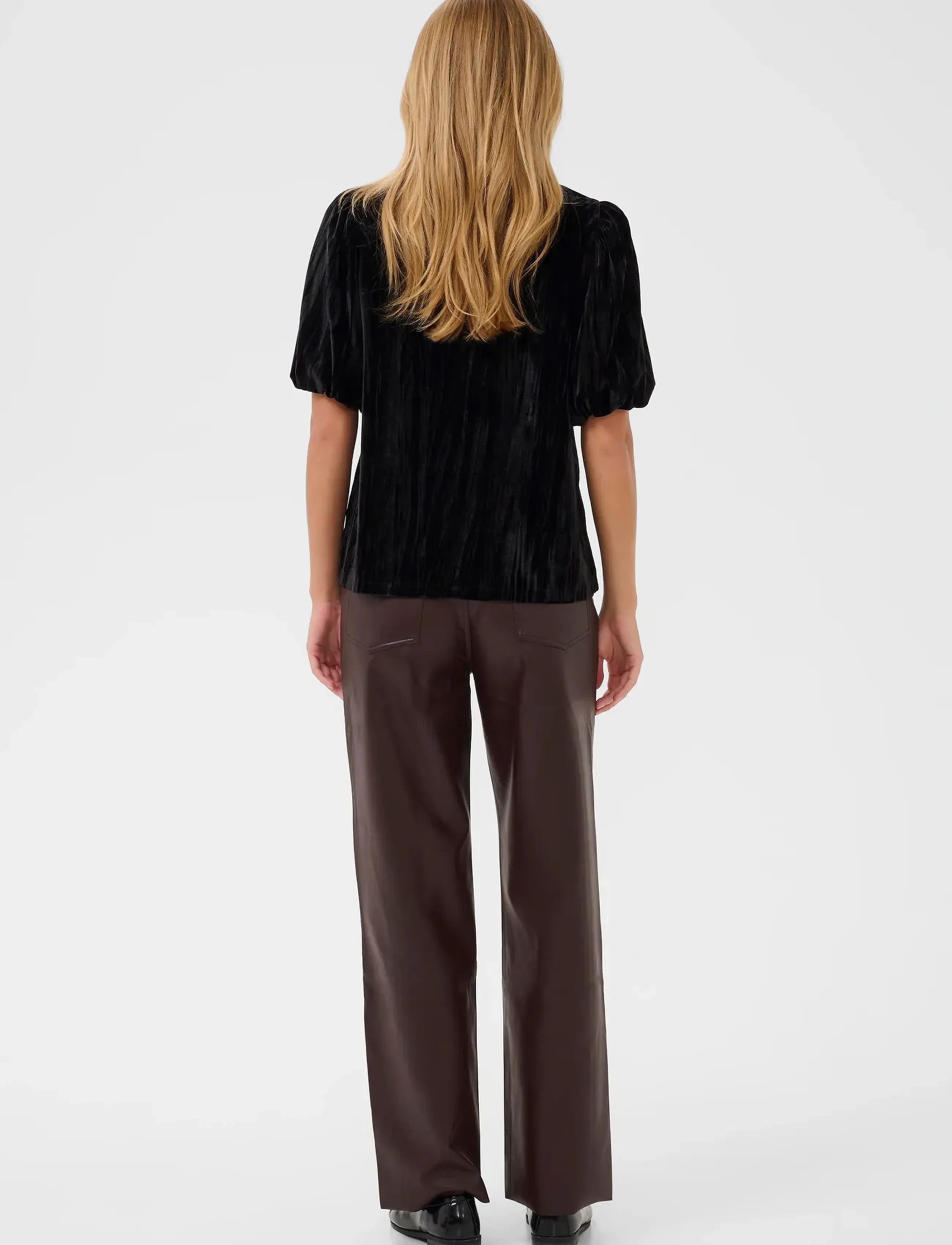 Kaffe - KAelva Jersey Blouse - kortärmade blusar - black deep - 4