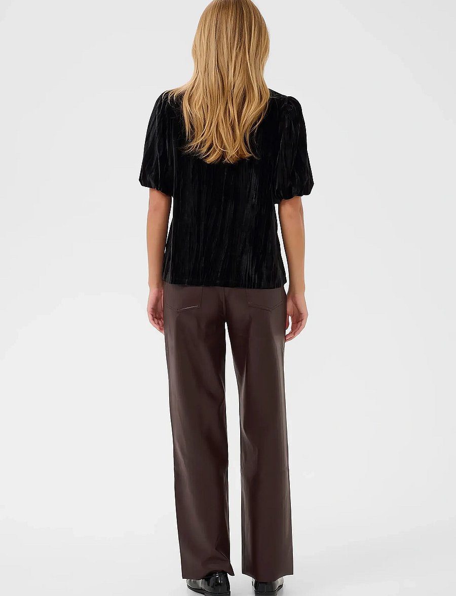 Kaffe - KAelva Jersey Blouse - kurzärmelige blusen - black deep - 4