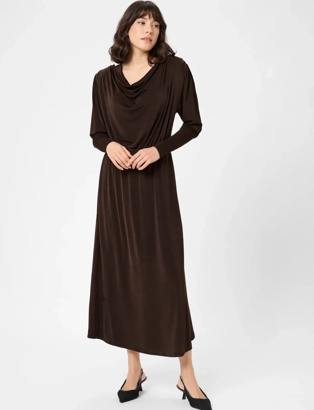 Kaffe - KAgina Jersey Dress - festklänningar - black coffee - 0