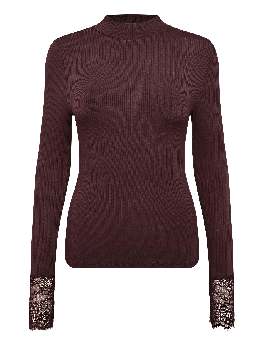 Kaffe - KAomi Turtleneck T-Shirt - kõrge kaelusega kudumid - fudge - 0