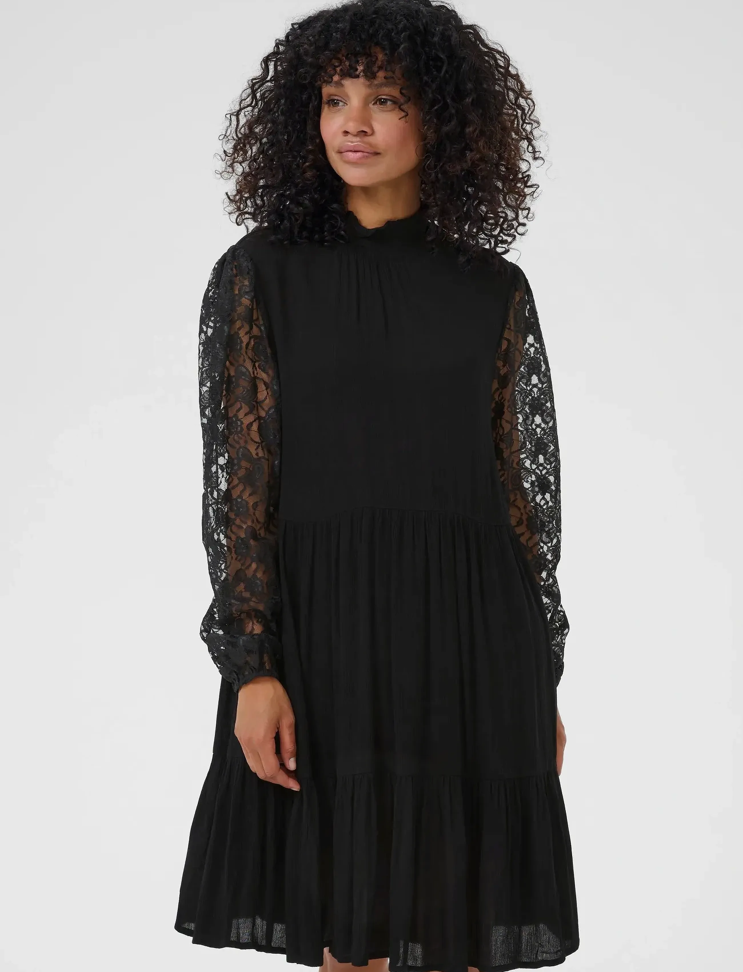 Kaffe Kastine Amber Lace Dress, 38, Black, Kjoler > Knælange Og Midi, Dame