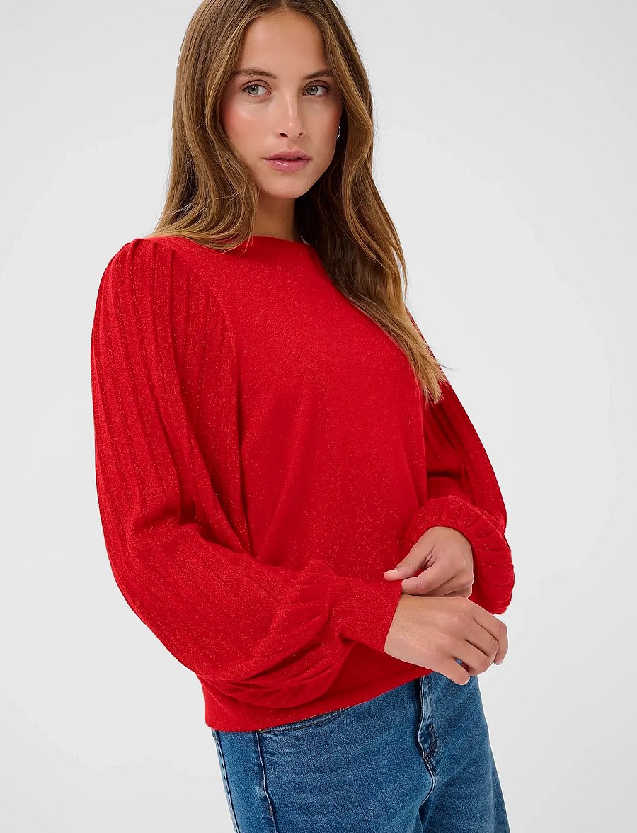 Kaffe - KAregina Pleat LS Pullover - pullover - haute red - 5
