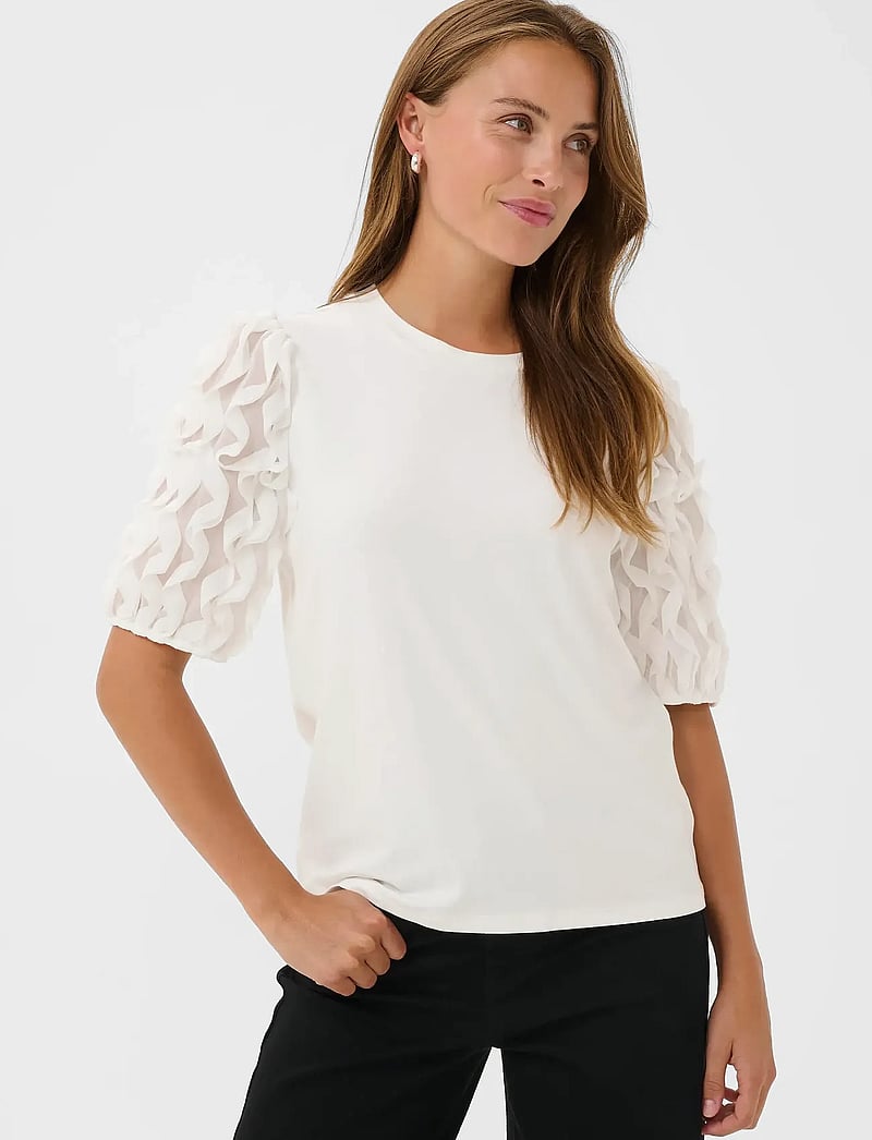 Kaffe - KAlinda Frill T-Shirt - chalk - 0