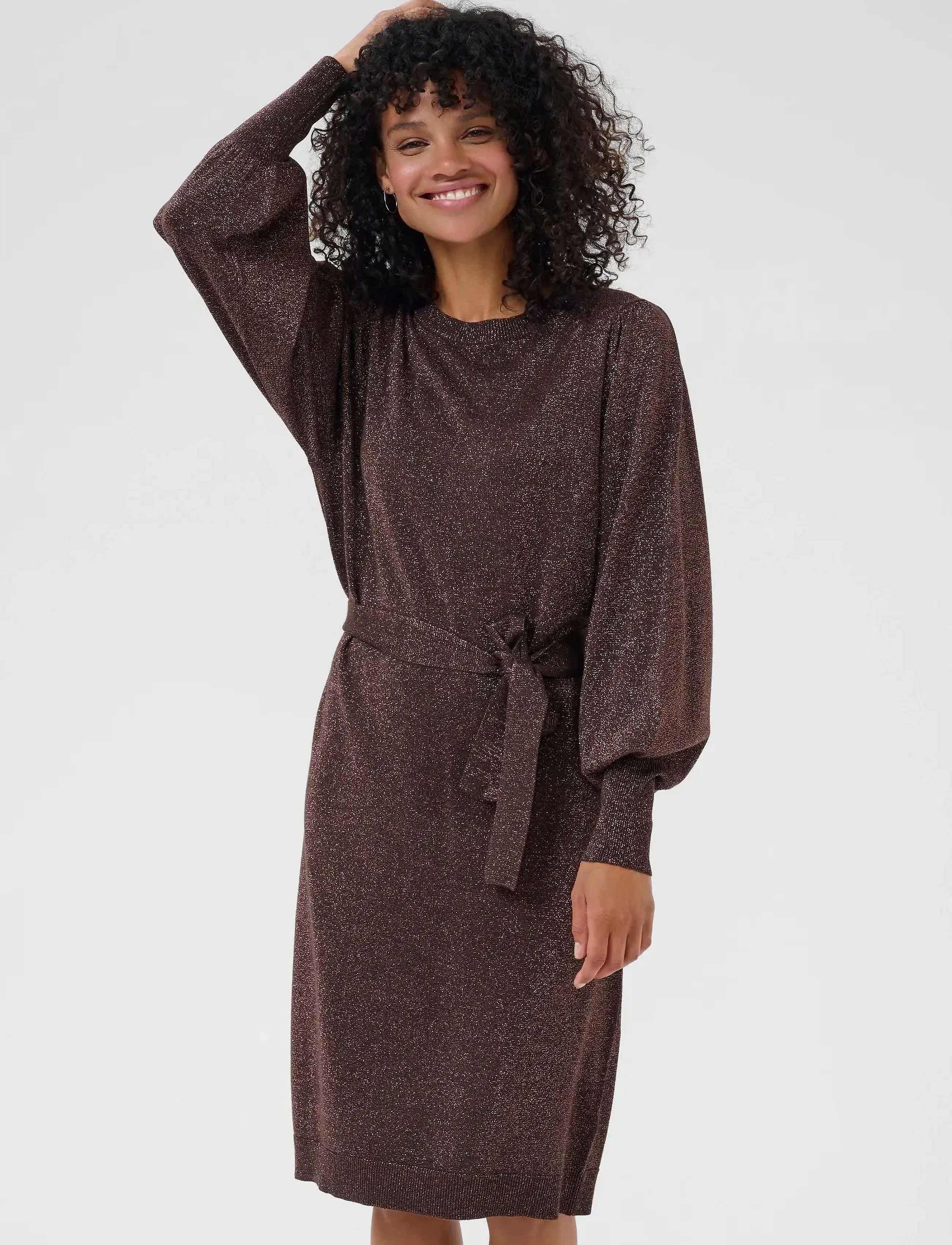 Kaffe - KAregina Knit Belt Dress - herbstersparnisse - black coffee - 0