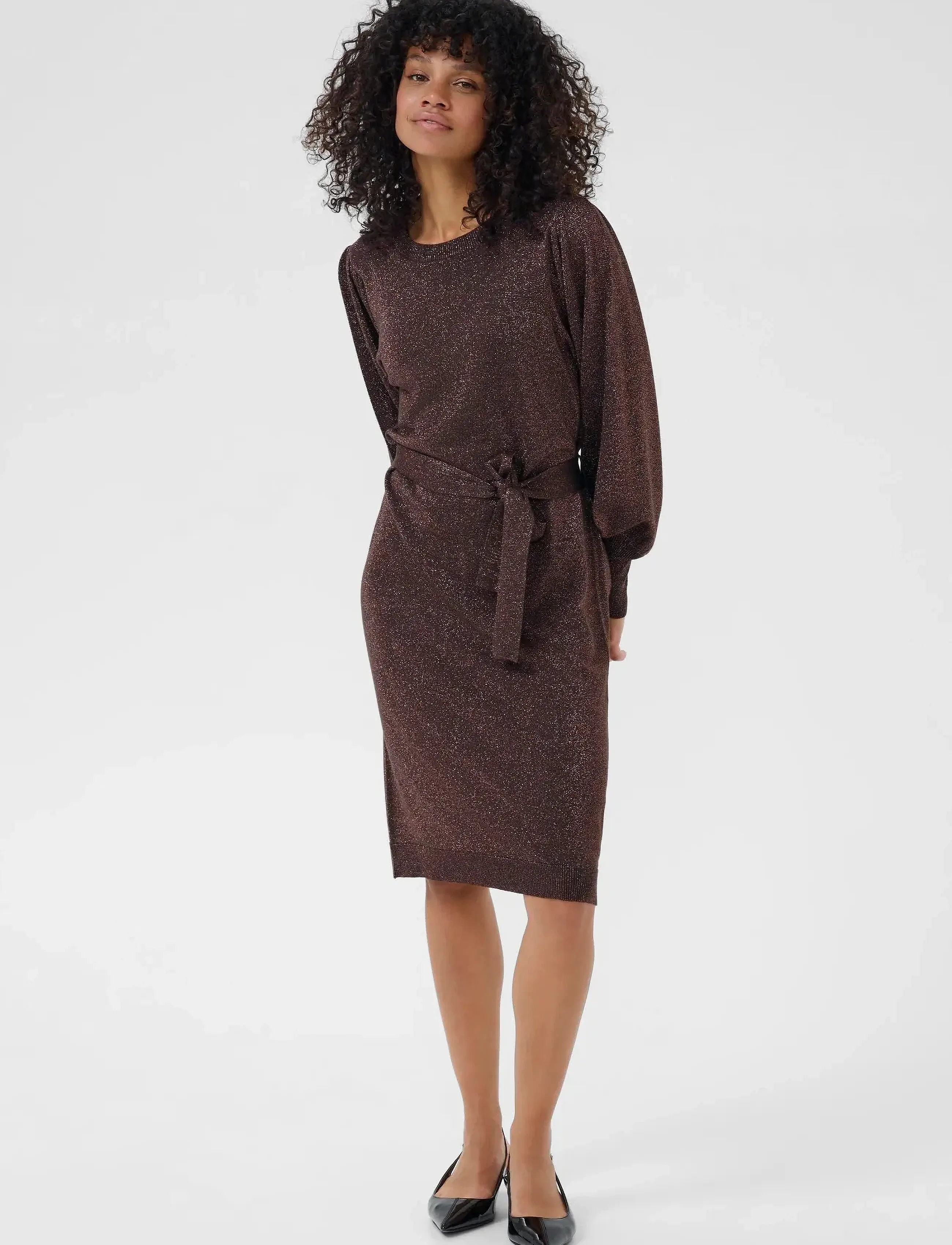 Kaffe - KAregina Knit Belt Dress - herbstersparnisse - black coffee - 3