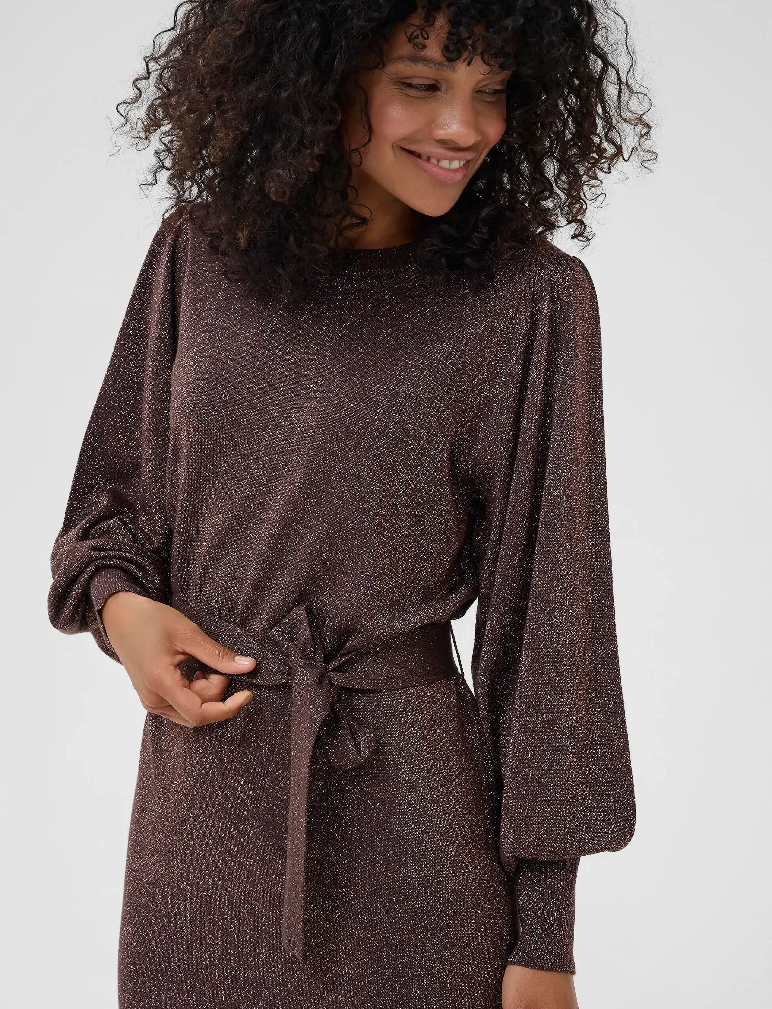 Kaffe - KAregina Knit Belt Dress - herbstersparnisse - black coffee - 5