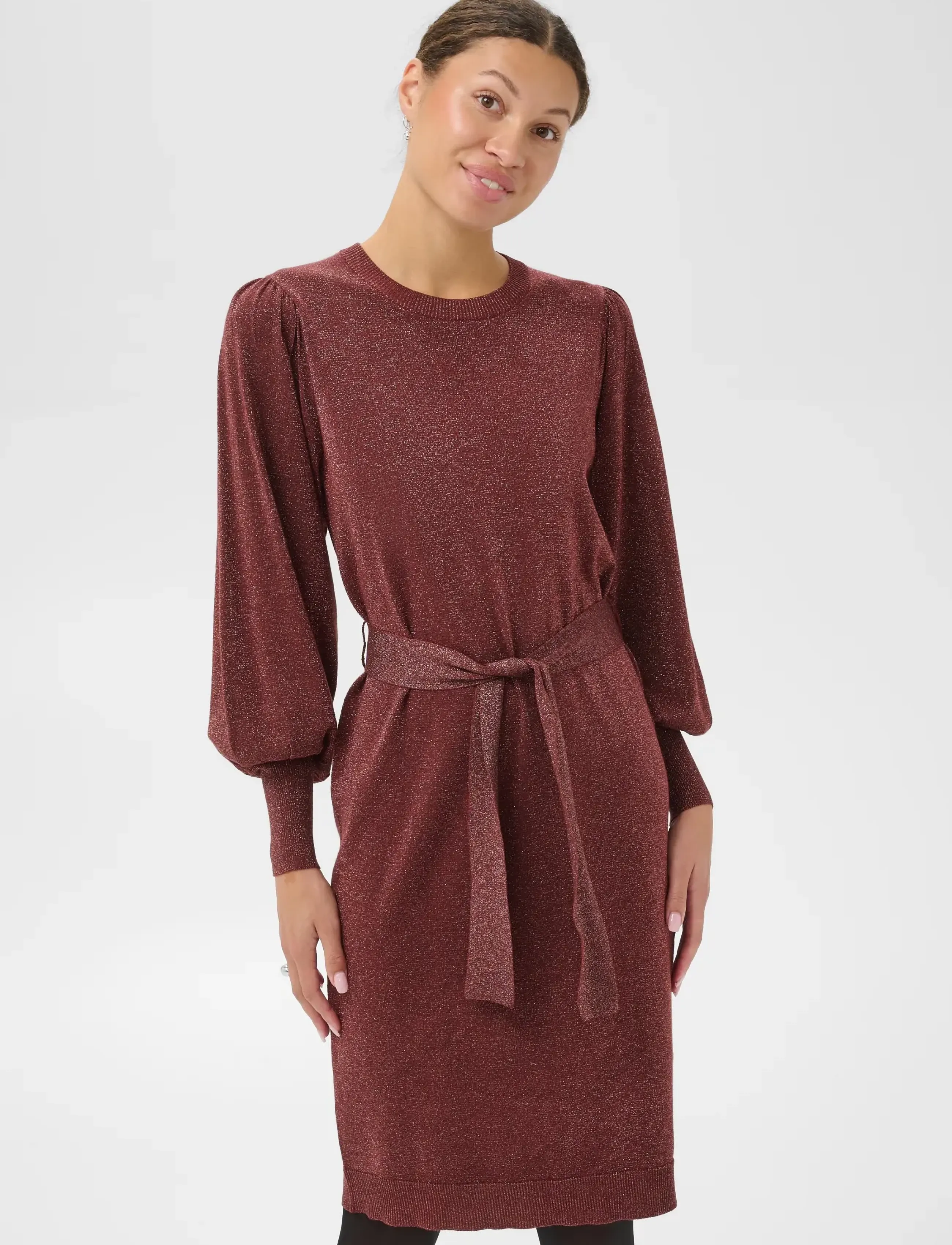 Kaffe - KAregina Knit Belt Dress - herbstersparnisse - port - 2