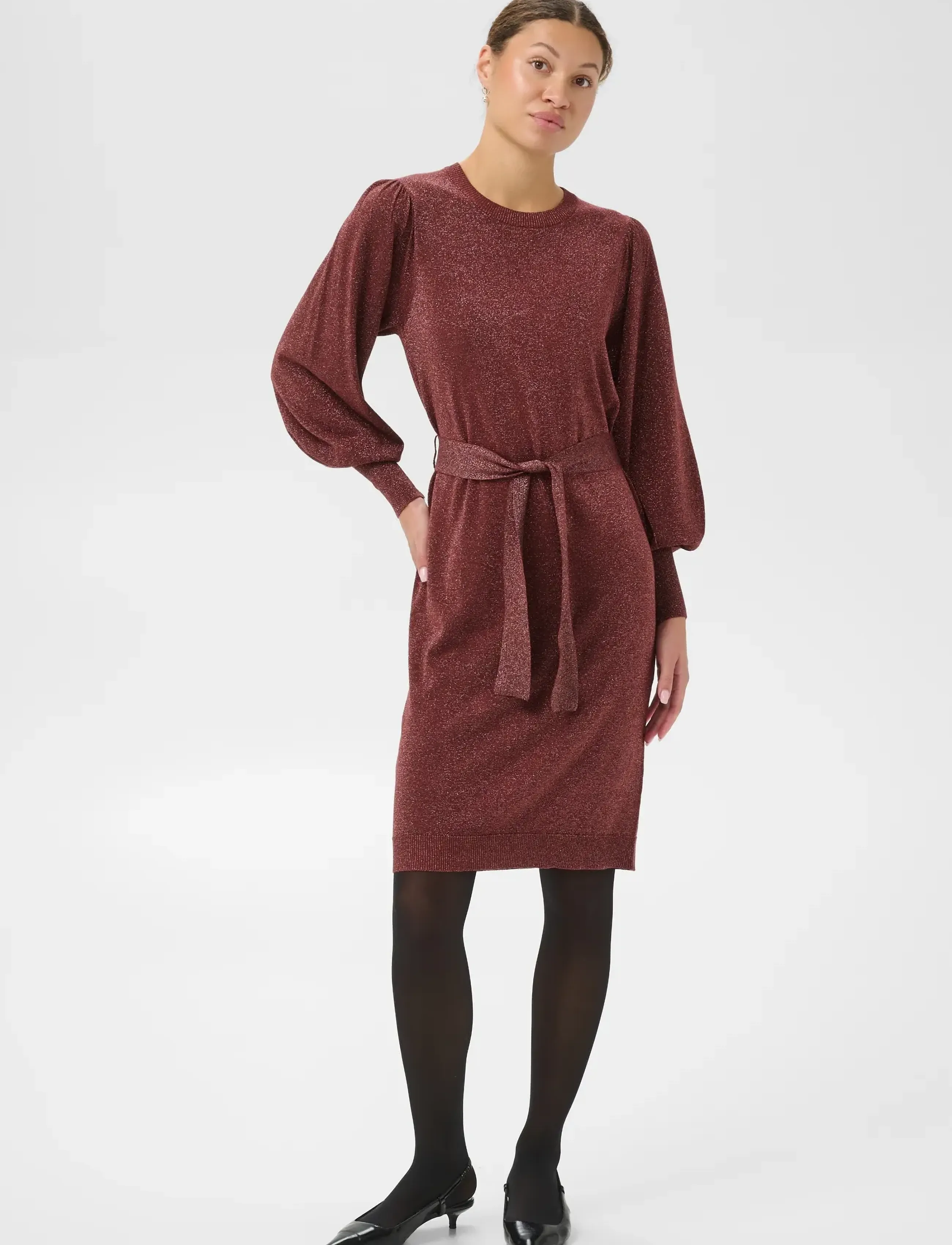 Kaffe - KAregina Knit Belt Dress - herbstersparnisse - port - 3