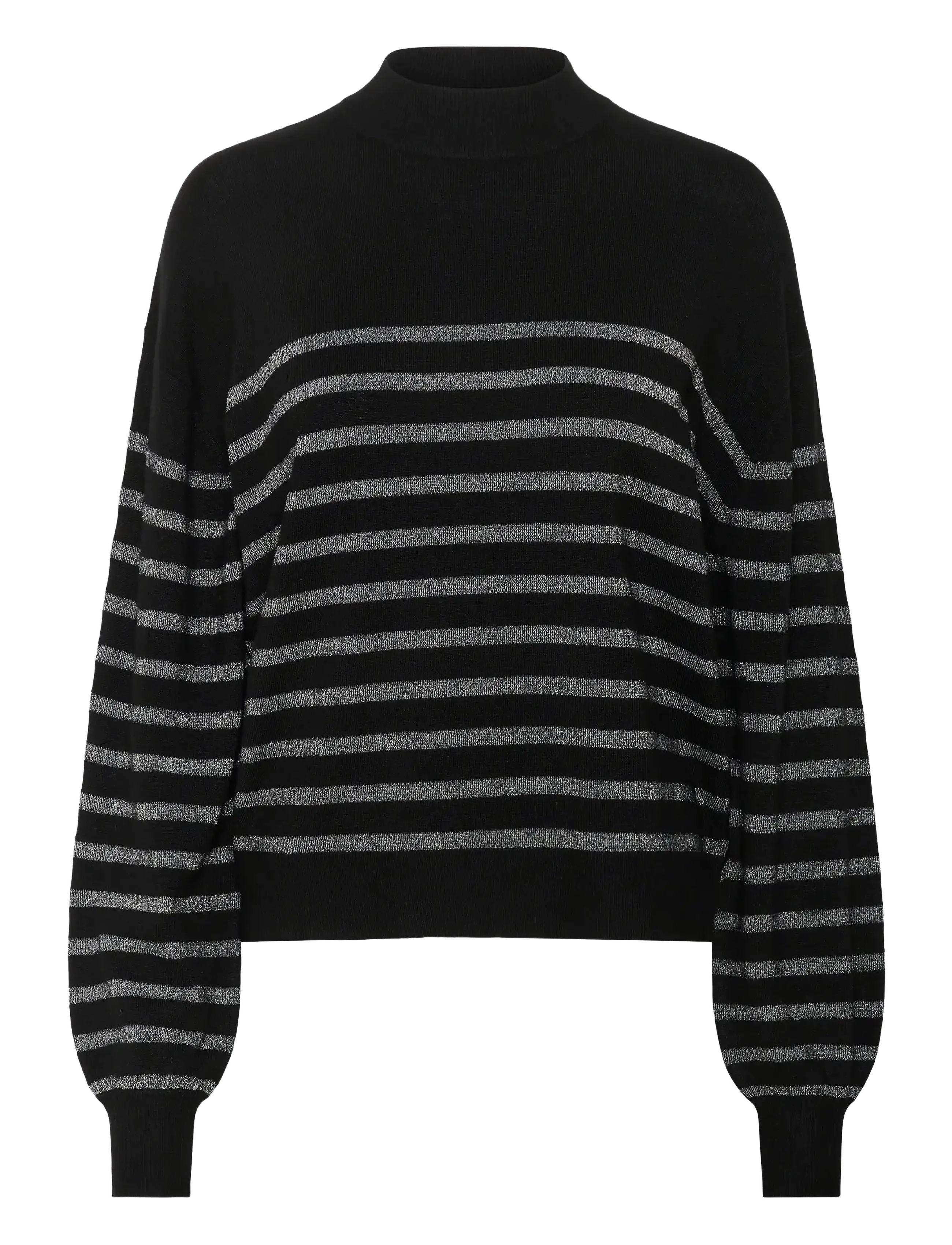 Kaffe KAlizz Turtleneck Pullover - Vardagsstil - BLACK / SILVER STRIPE / black