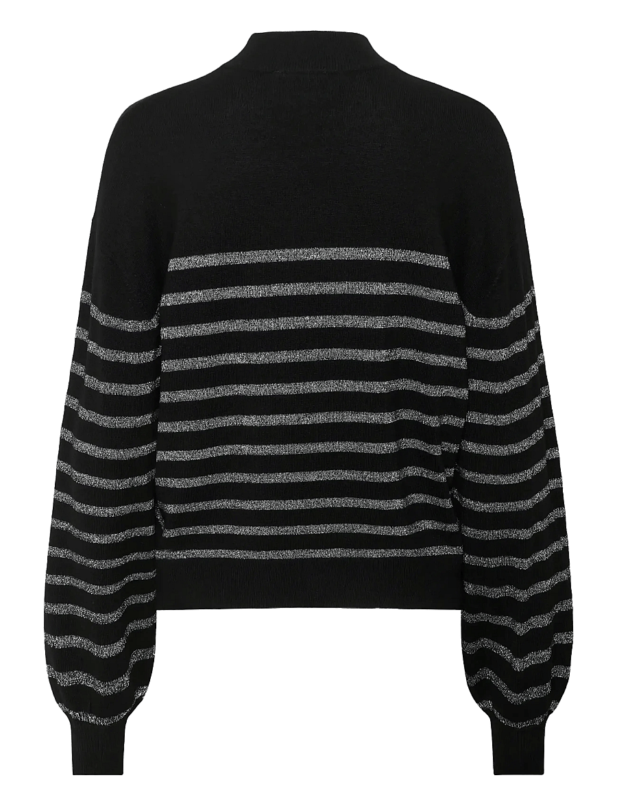 Kaffe - KAlizz Turtleneck Pullover - stickade tröjor - black / silver stripe - 2