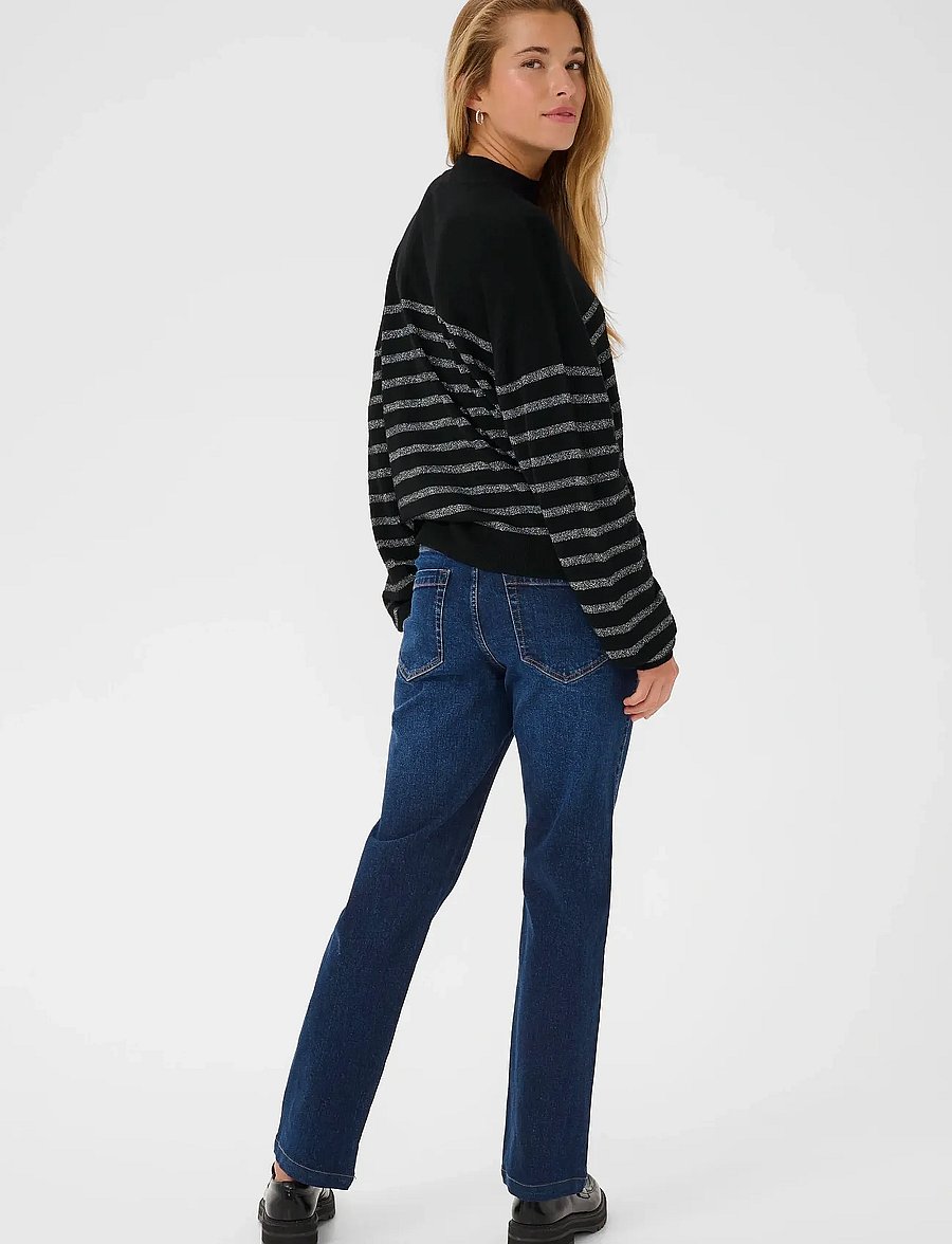 Kaffe - KAlizz Turtleneck Pullover - stickade tröjor - black / silver stripe - 4