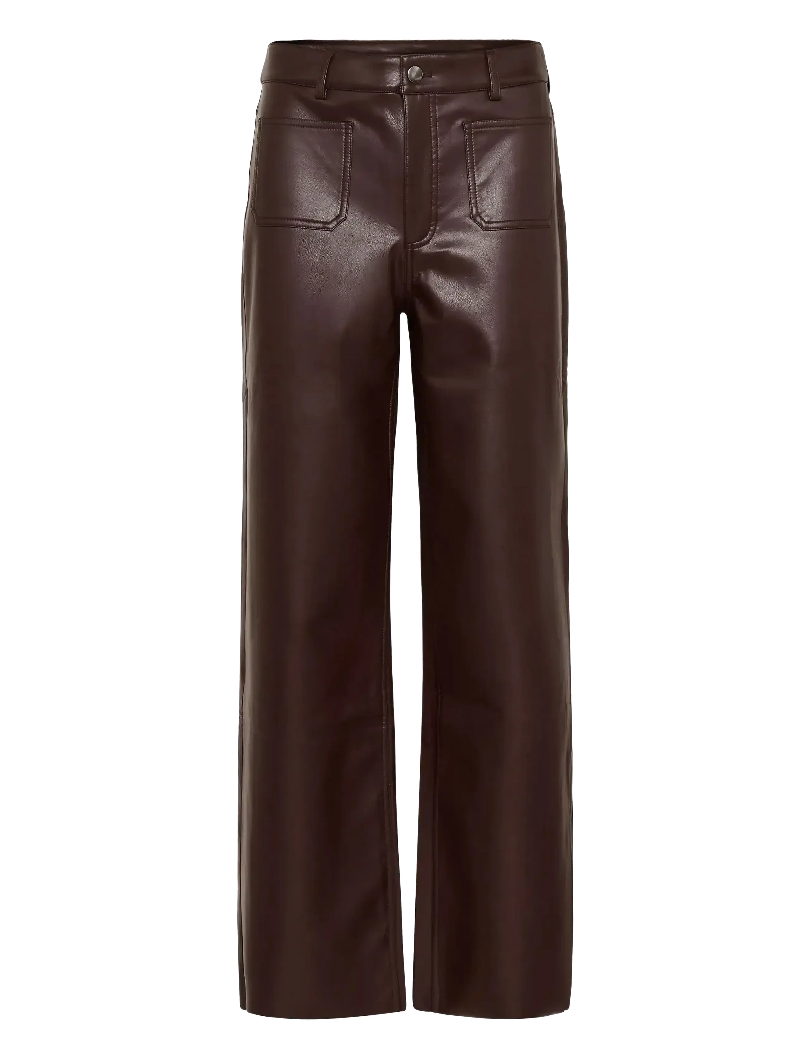 Kaffe KAmikka PU Jeans - Leather trousers - BLACK COFFEE / brown