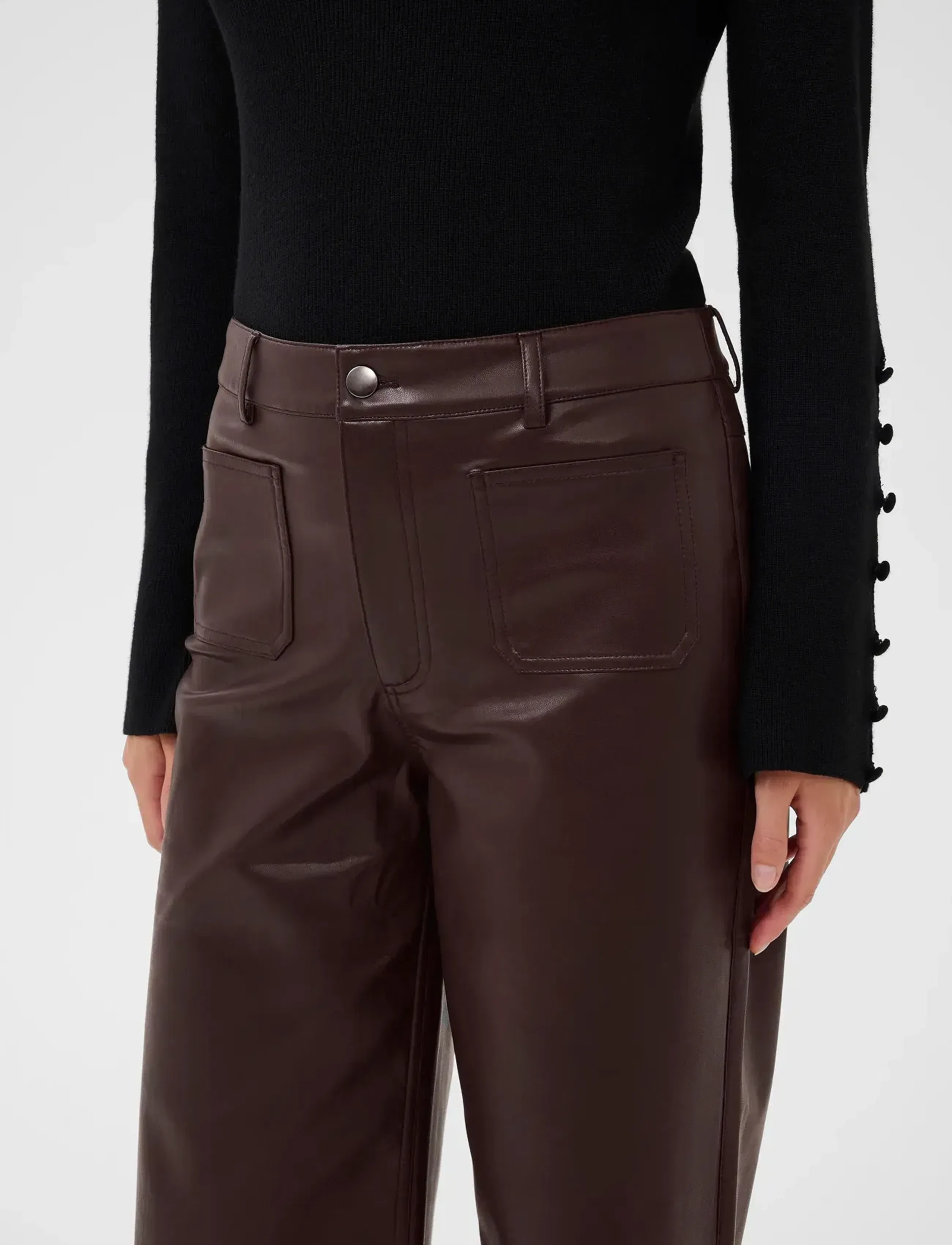 Kaffe - KAmikka PU Jeans - nahkpüksid - black coffee - 5