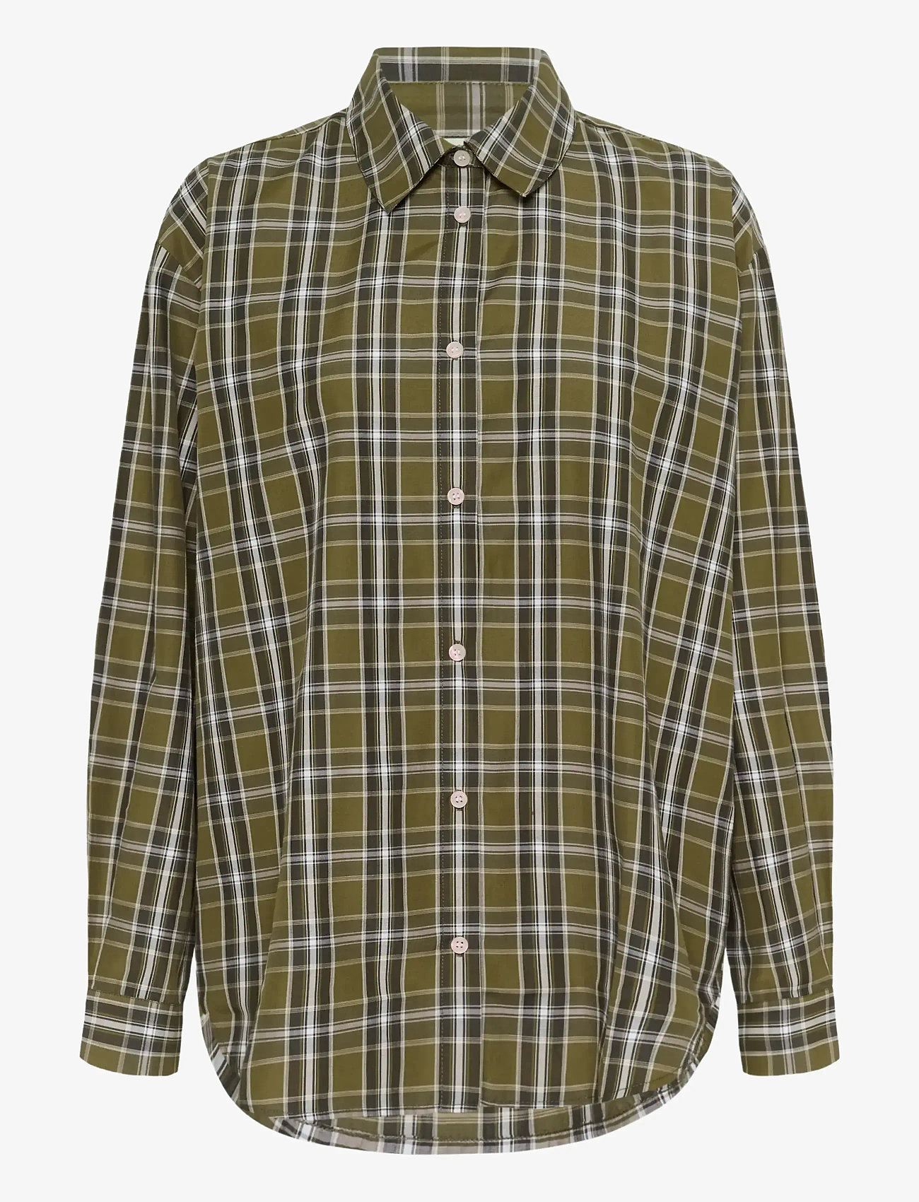 Kaffe - KAchris Shirt - pitkähihaiset kauluspaidat - green check - 1