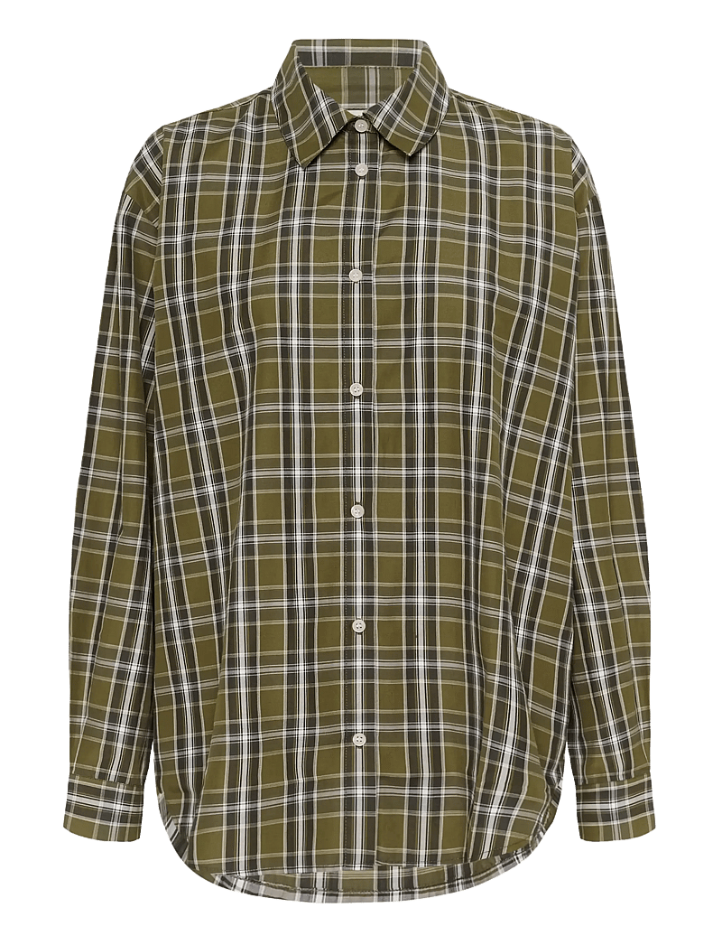 Kaffe - KAchris Shirt - pitkähihaiset kauluspaidat - green check - 1