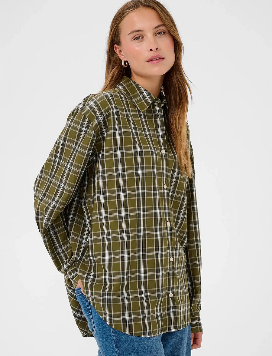 Kaffe - KAchris Shirt - langärmlige hemden - green check - 0