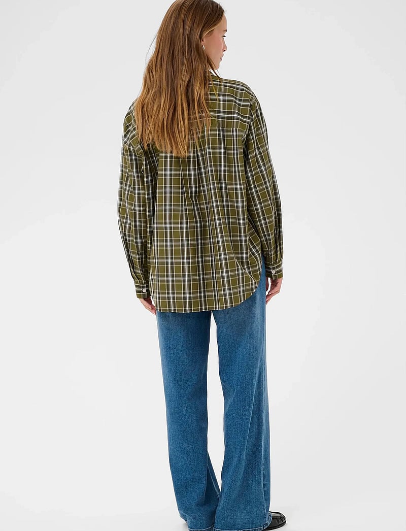 Kaffe - KAchris Shirt - pitkähihaiset kauluspaidat - green check - 4