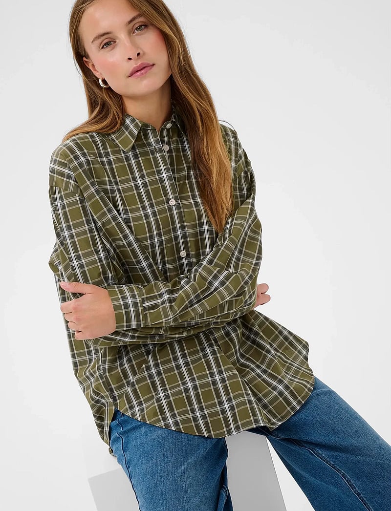 Kaffe - KAchris Shirt - pitkähihaiset kauluspaidat - green check - 5