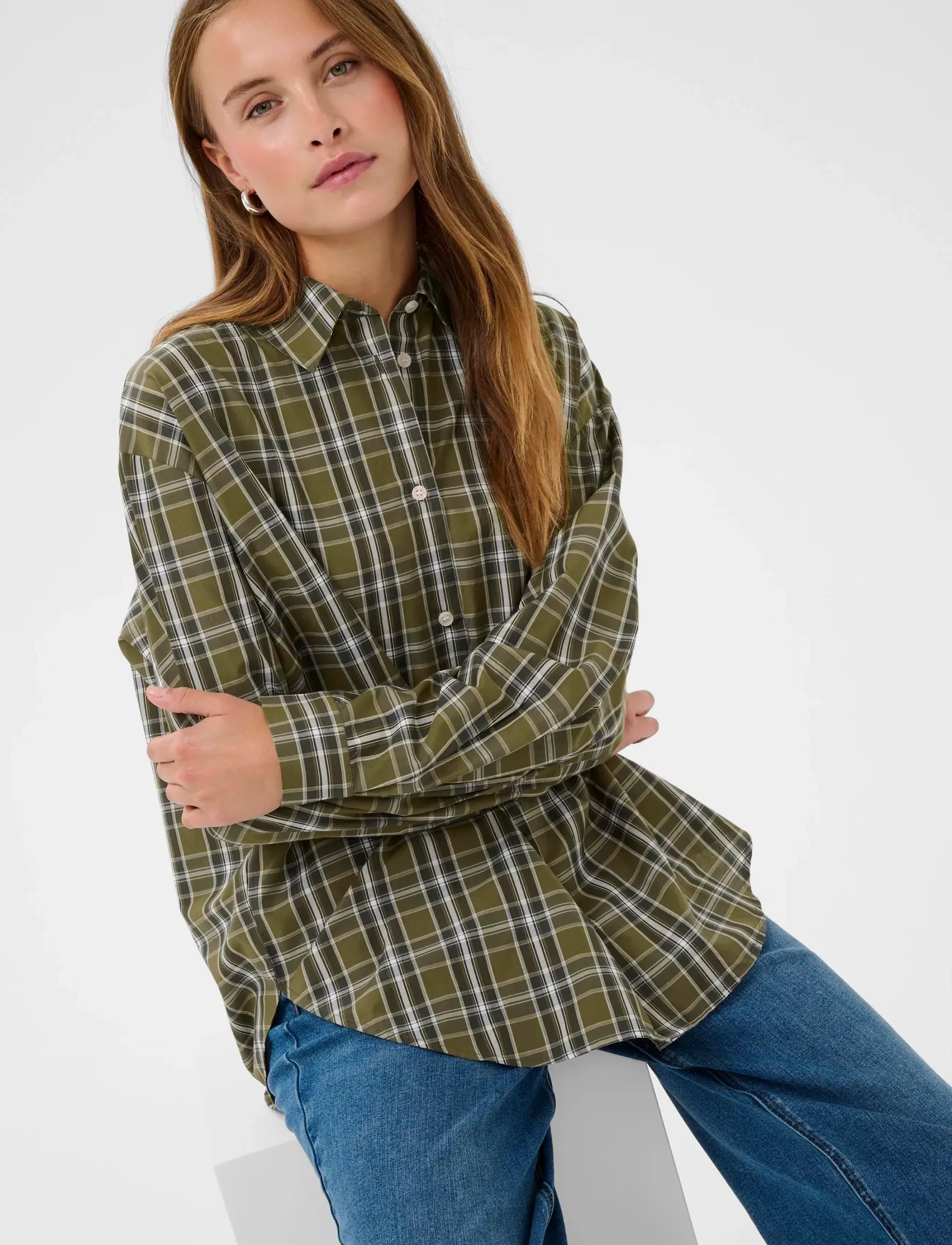 Kaffe - KAchris Shirt - langærmede skjorter - green check - 5