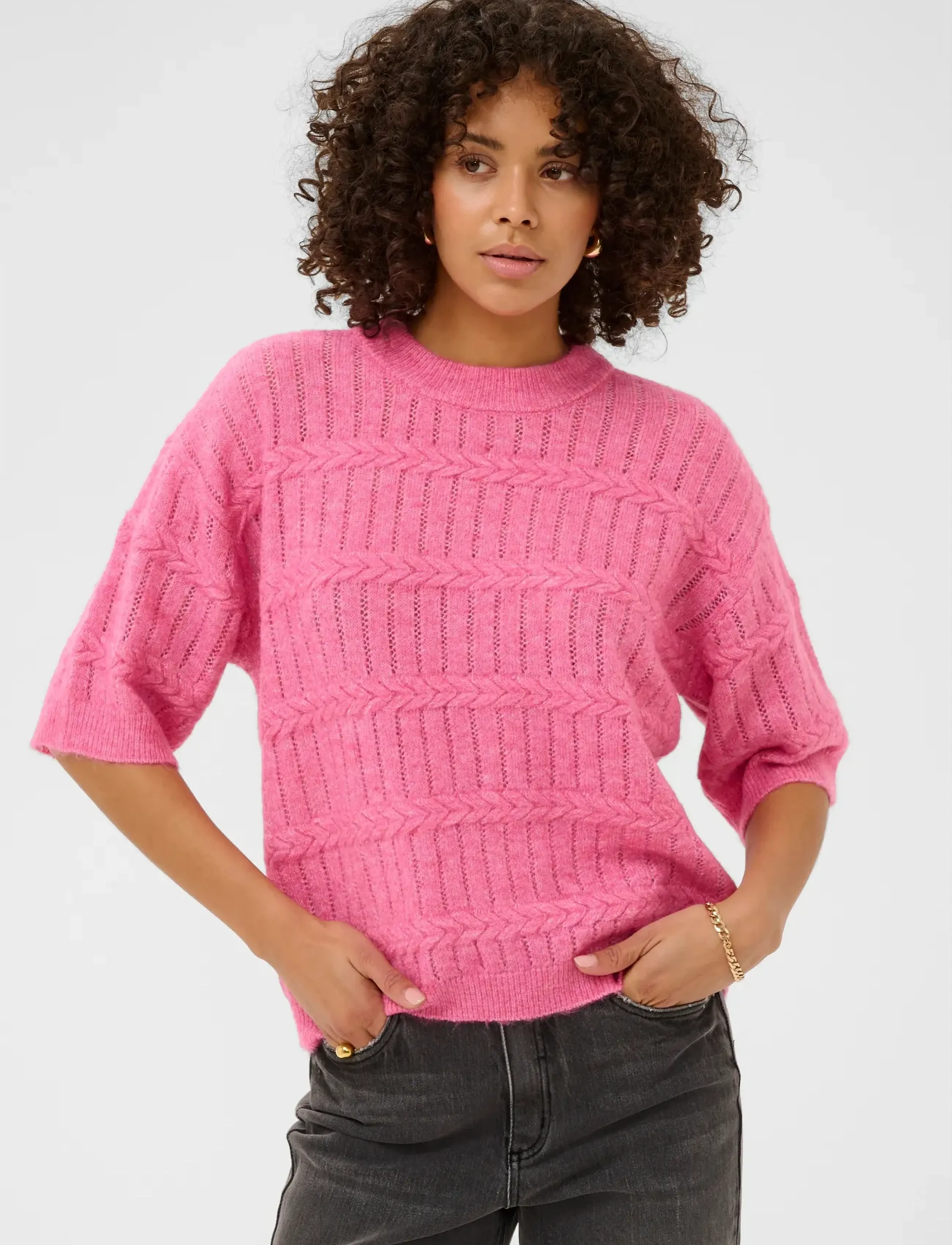 Kaffe KAmonia Pullover - Kaffe - PINK POWER MELANGE / pink/rose