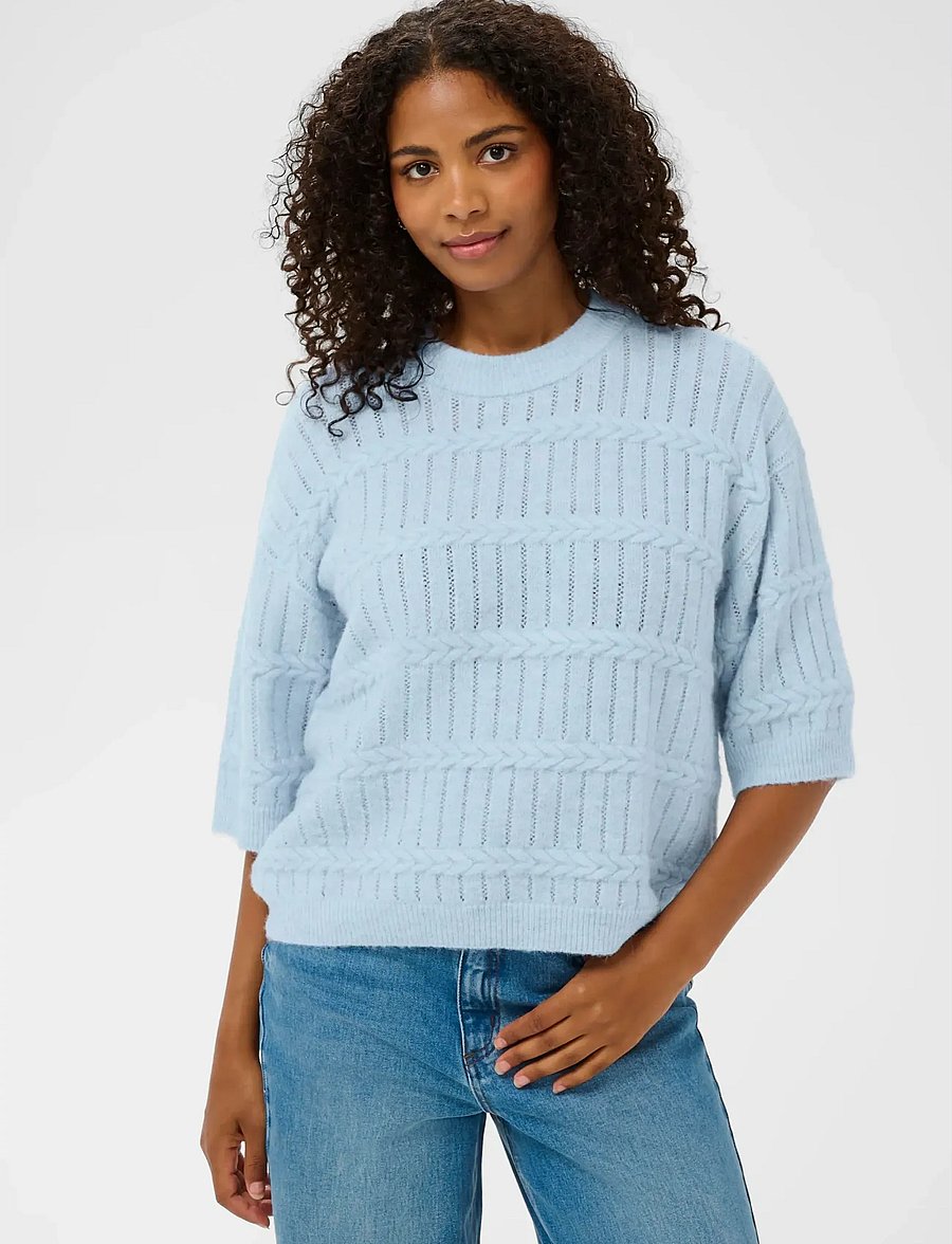 Kaffe - KAmonia Pullover - stickade tröjor - powder blue melange - 0