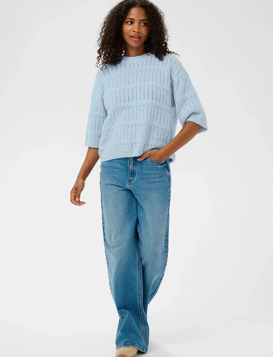 Kaffe - KAmonia Pullover - stickade tröjor - powder blue melange - 3