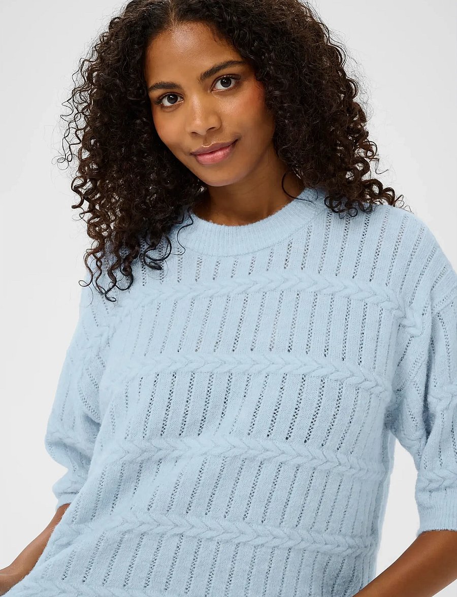 Kaffe - KAmonia Pullover - stickade tröjor - powder blue melange - 5