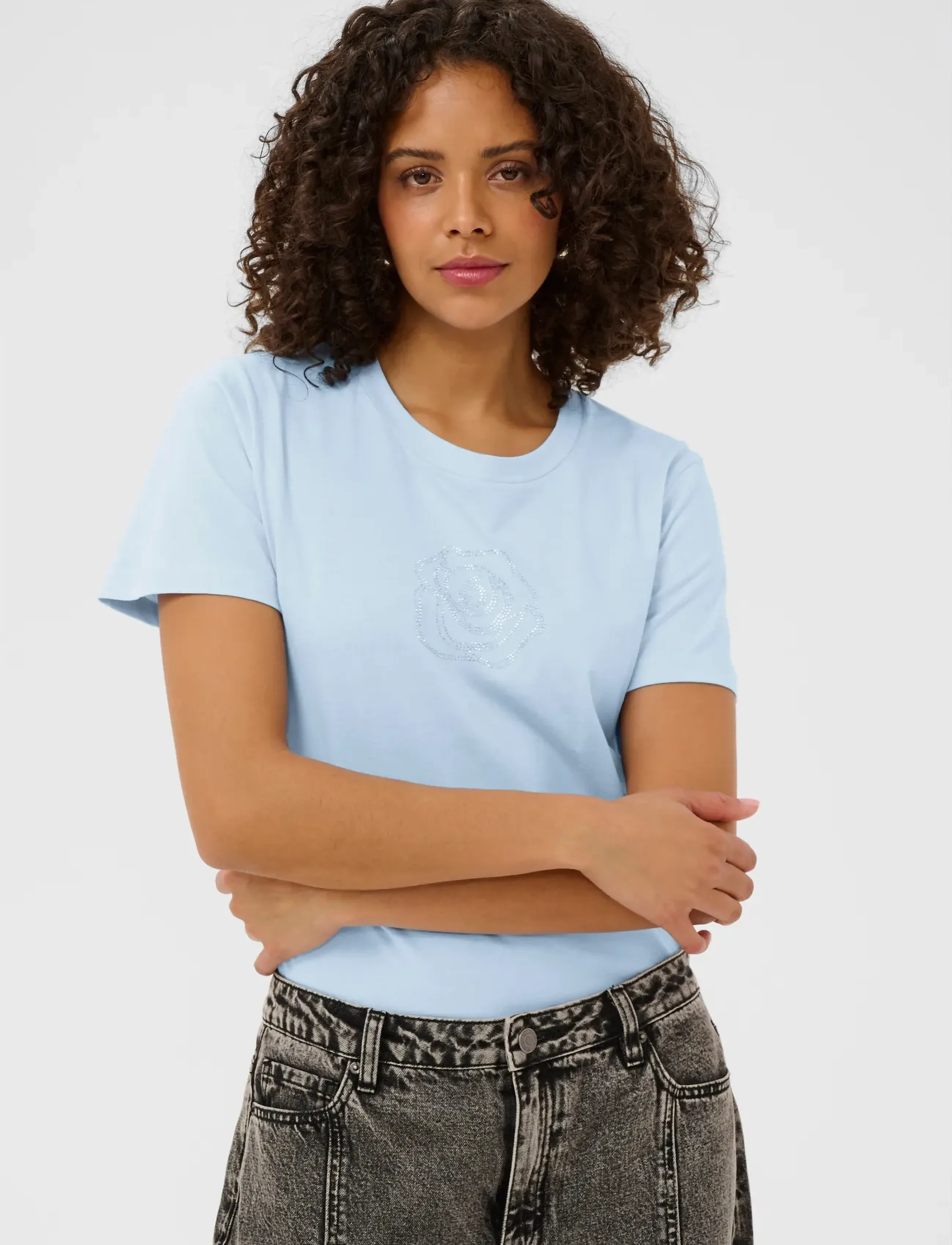 Kaffe Kajean T-Shirt, XS, Blue, T-Shirts & Toppe > Kortærmede, Dame