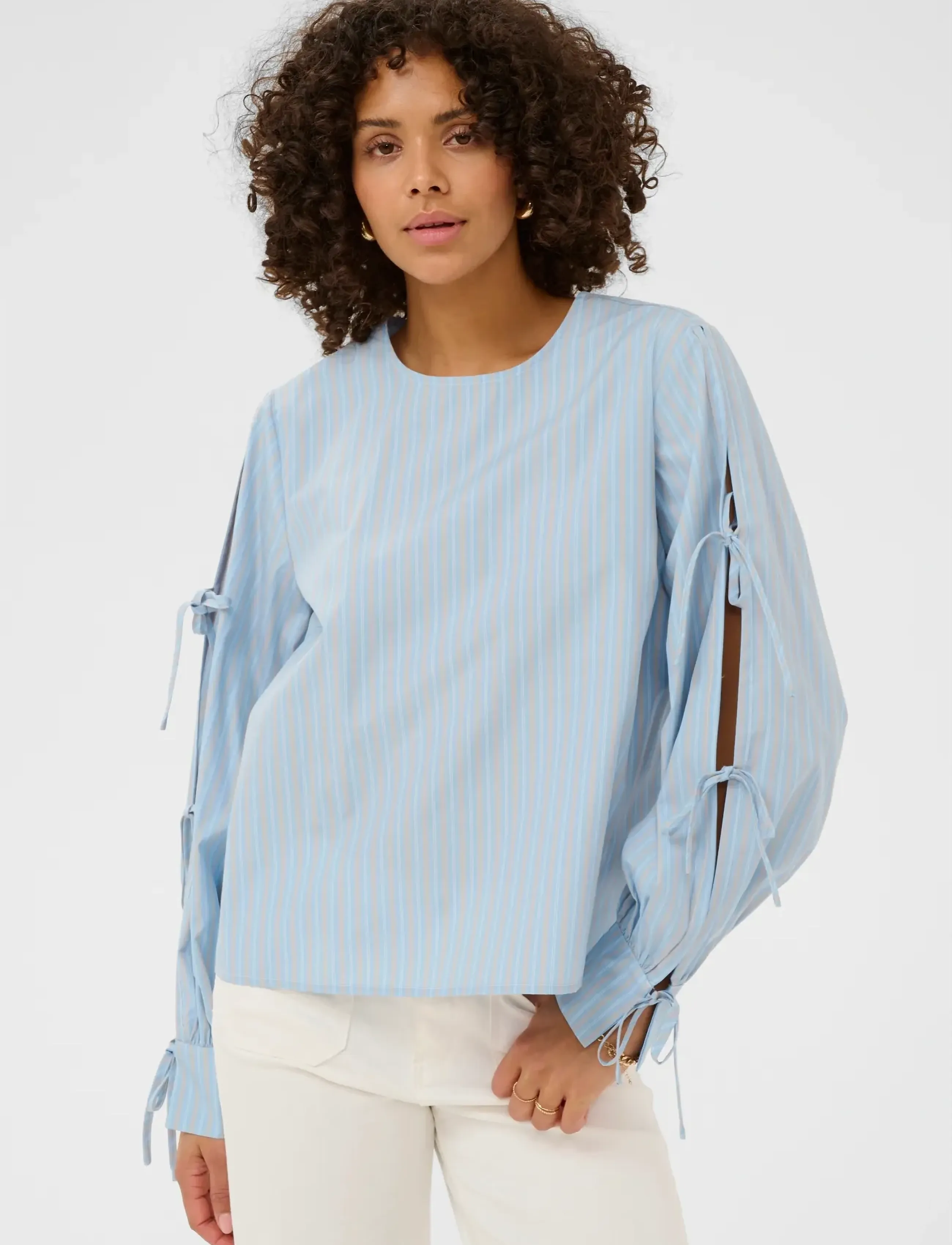 Kaffe KAlevia Blouse - Kaffe - POWDER BLUE STRIPE / blue