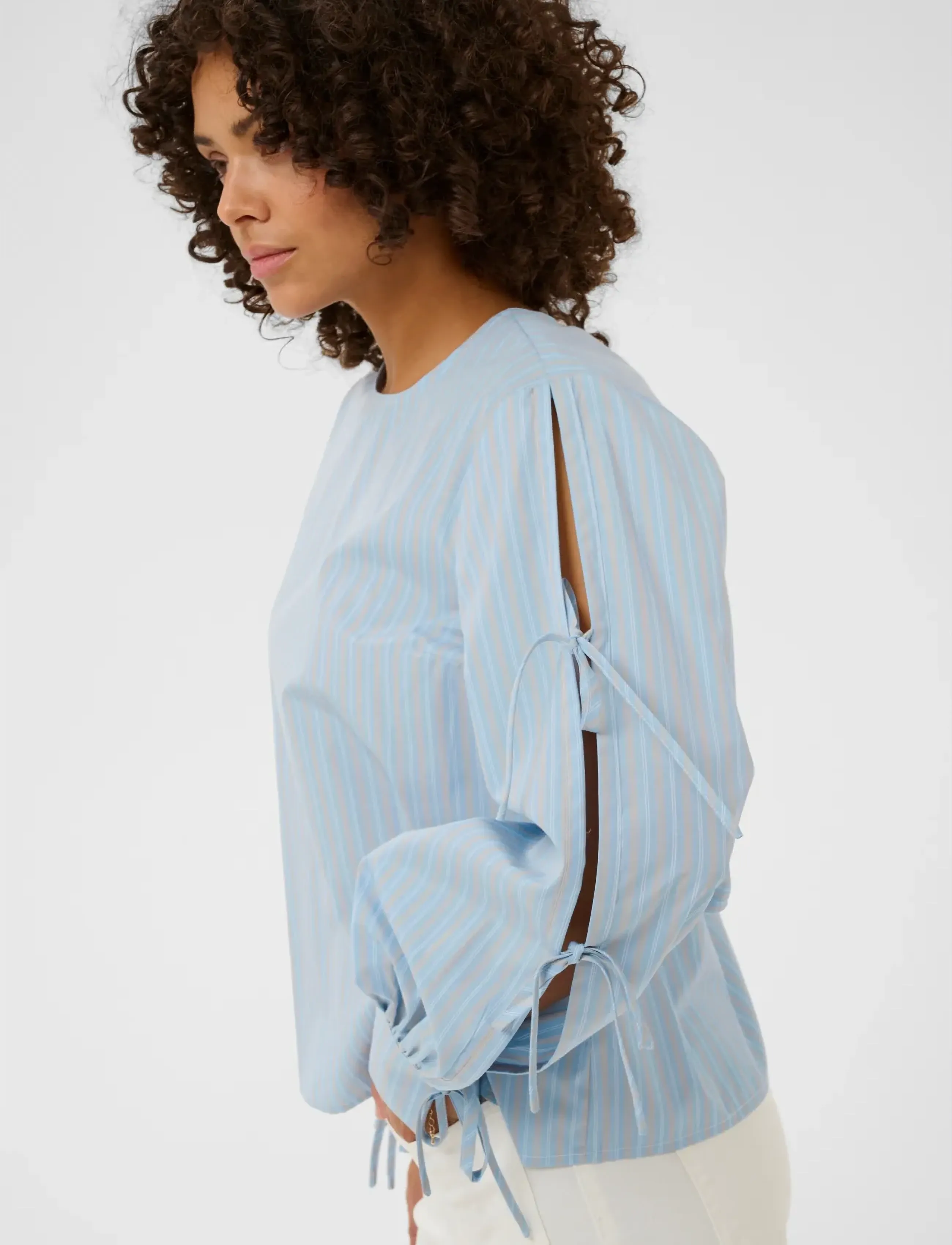 Kaffe - KAlevia Blouse - langärmlige blusen - powder blue stripe - 5