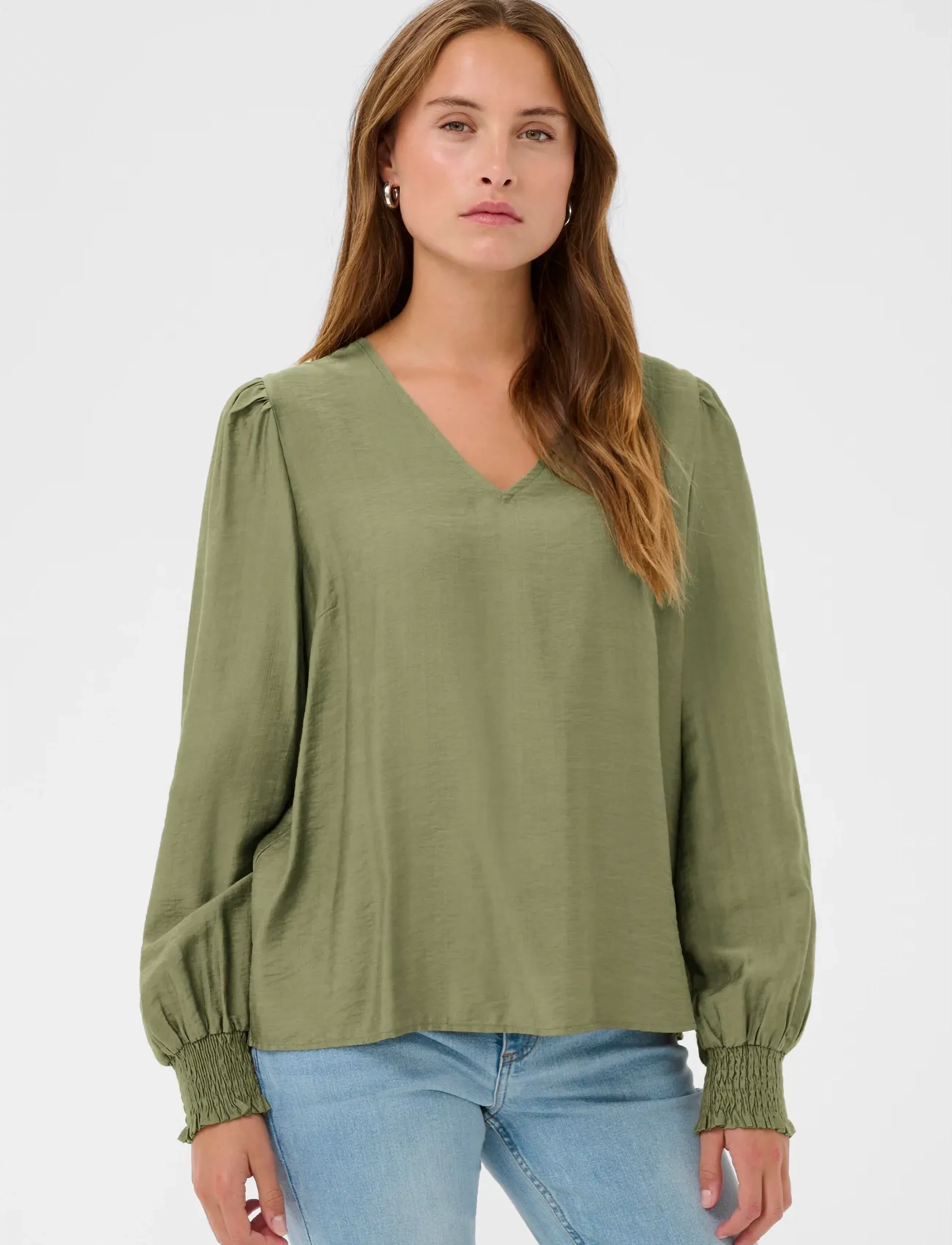 Kaffe Kalufia Blouse, 34, Green, Bluser > Langærmede, Dame
