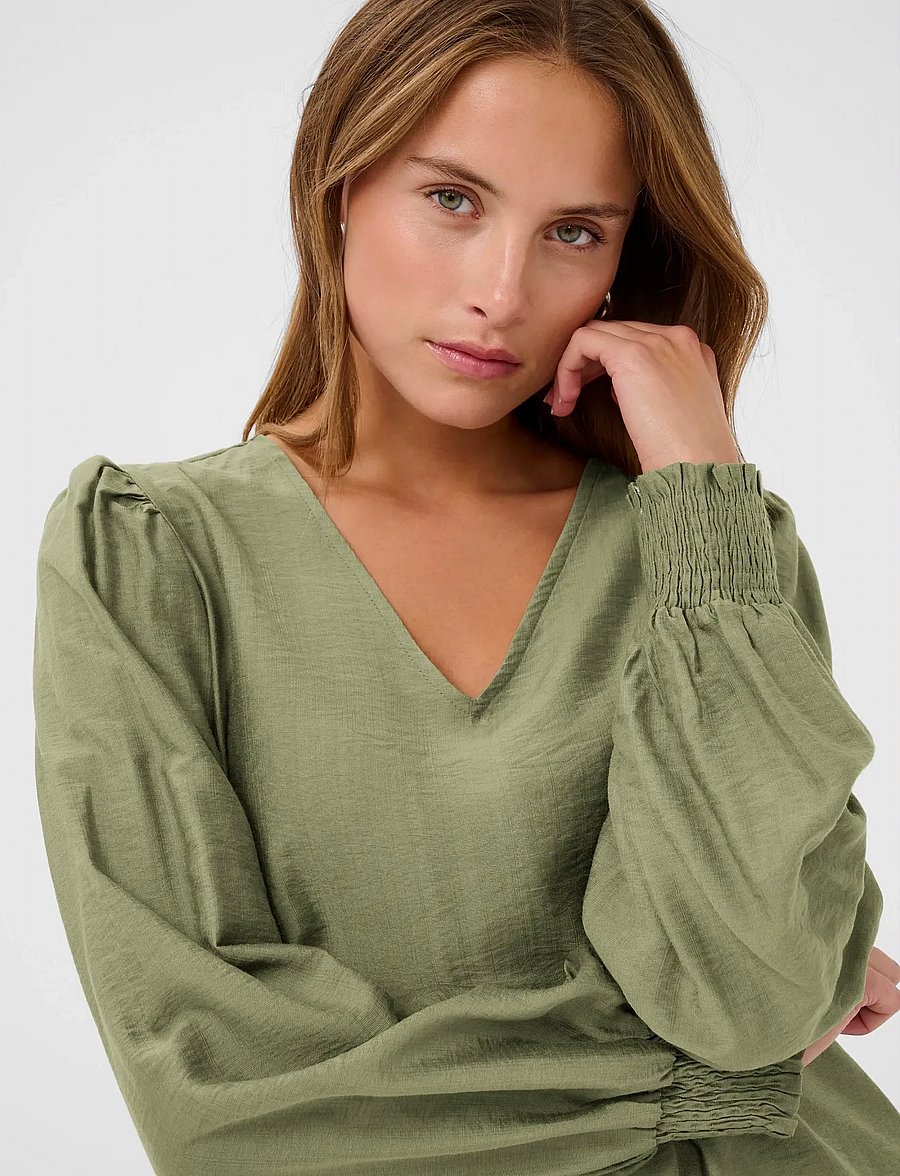 Kaffe - KAlufia Blouse - langärmelige blusen - dusky green - 5
