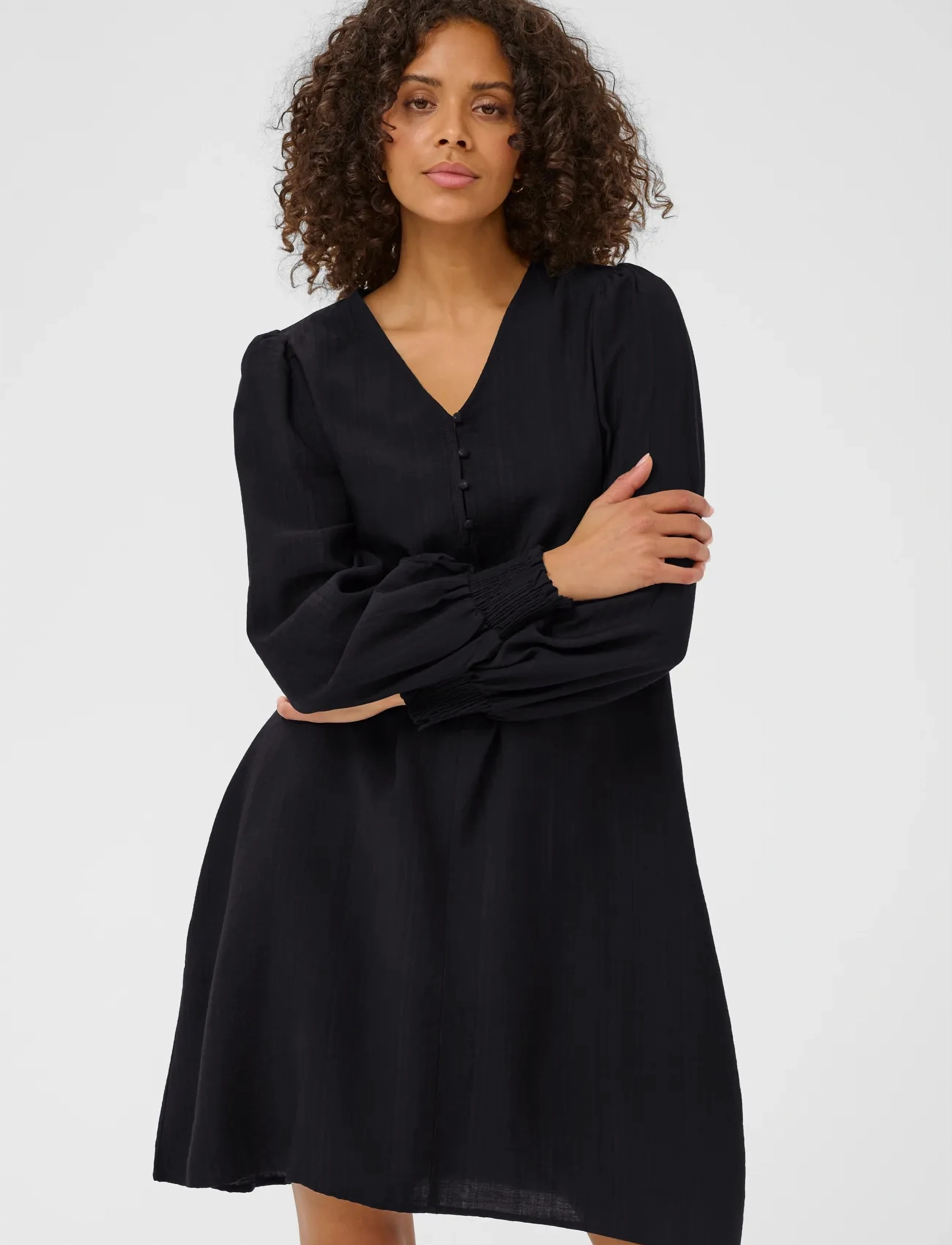 Kaffe Kalufia Dress, Kvinder, Langærmet Minikjole, Sort, Str: 34